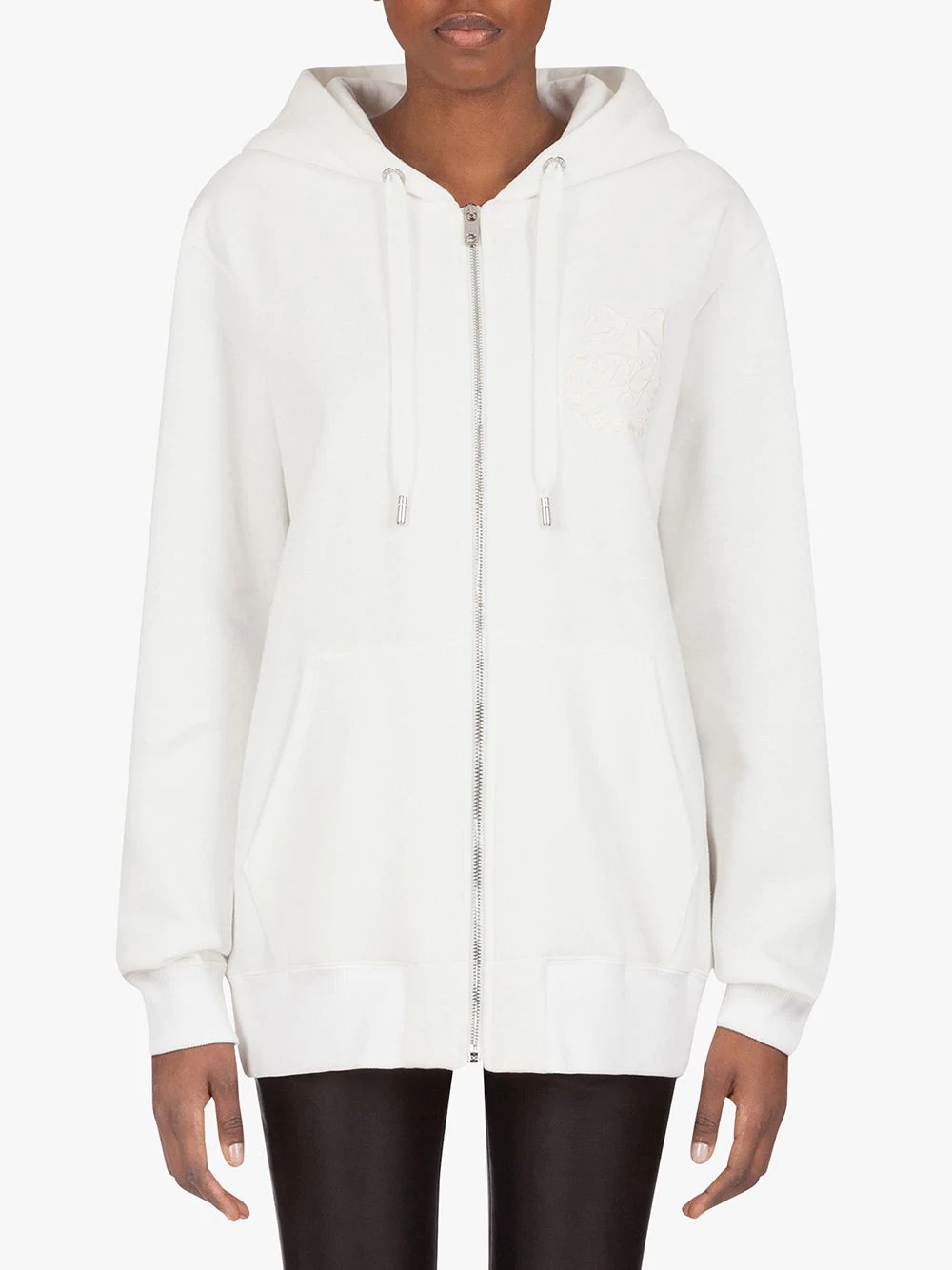 logo-embroidered zip-front hoodie - 3