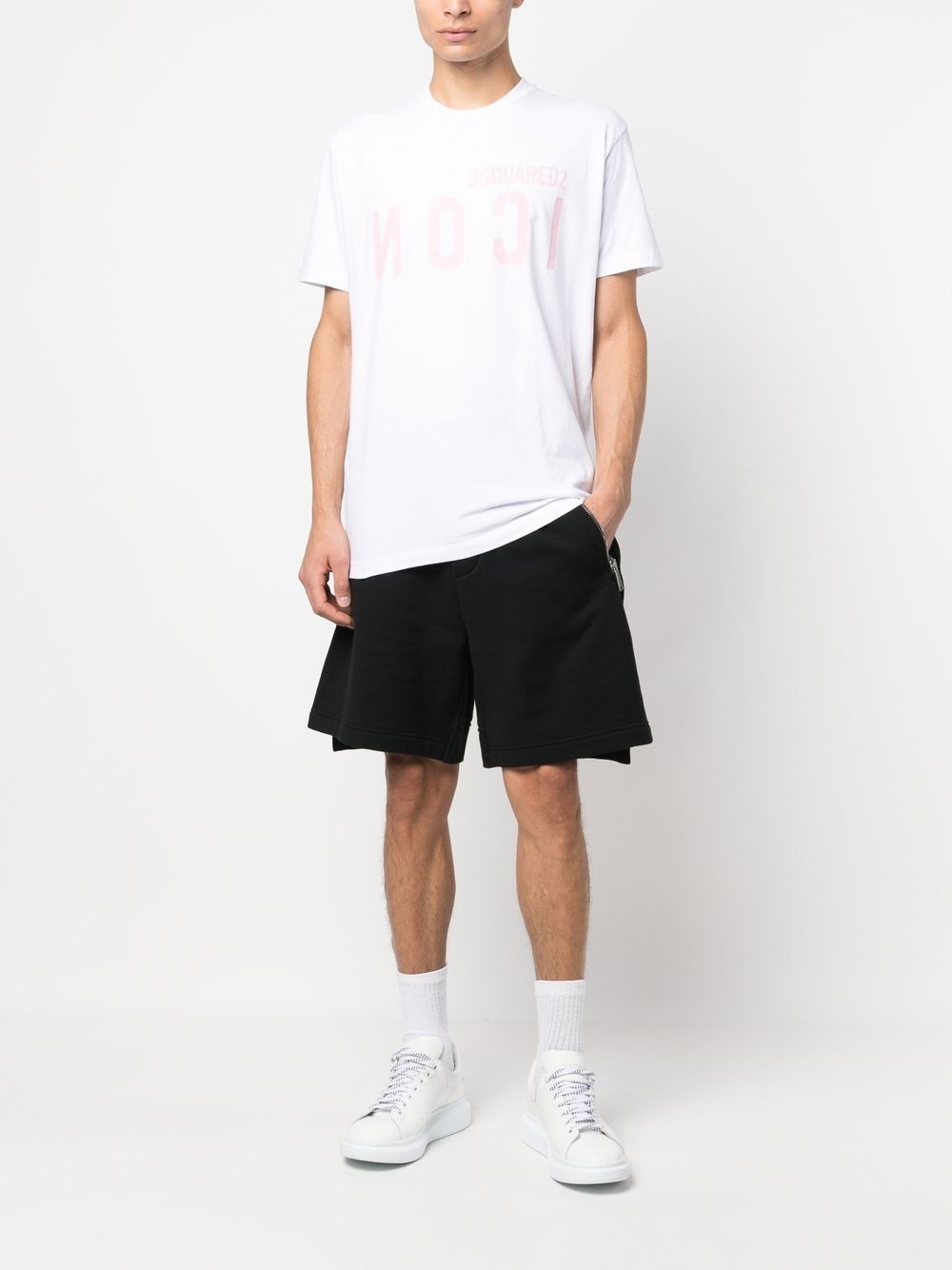 logo-print Bermuda track shorts - 2