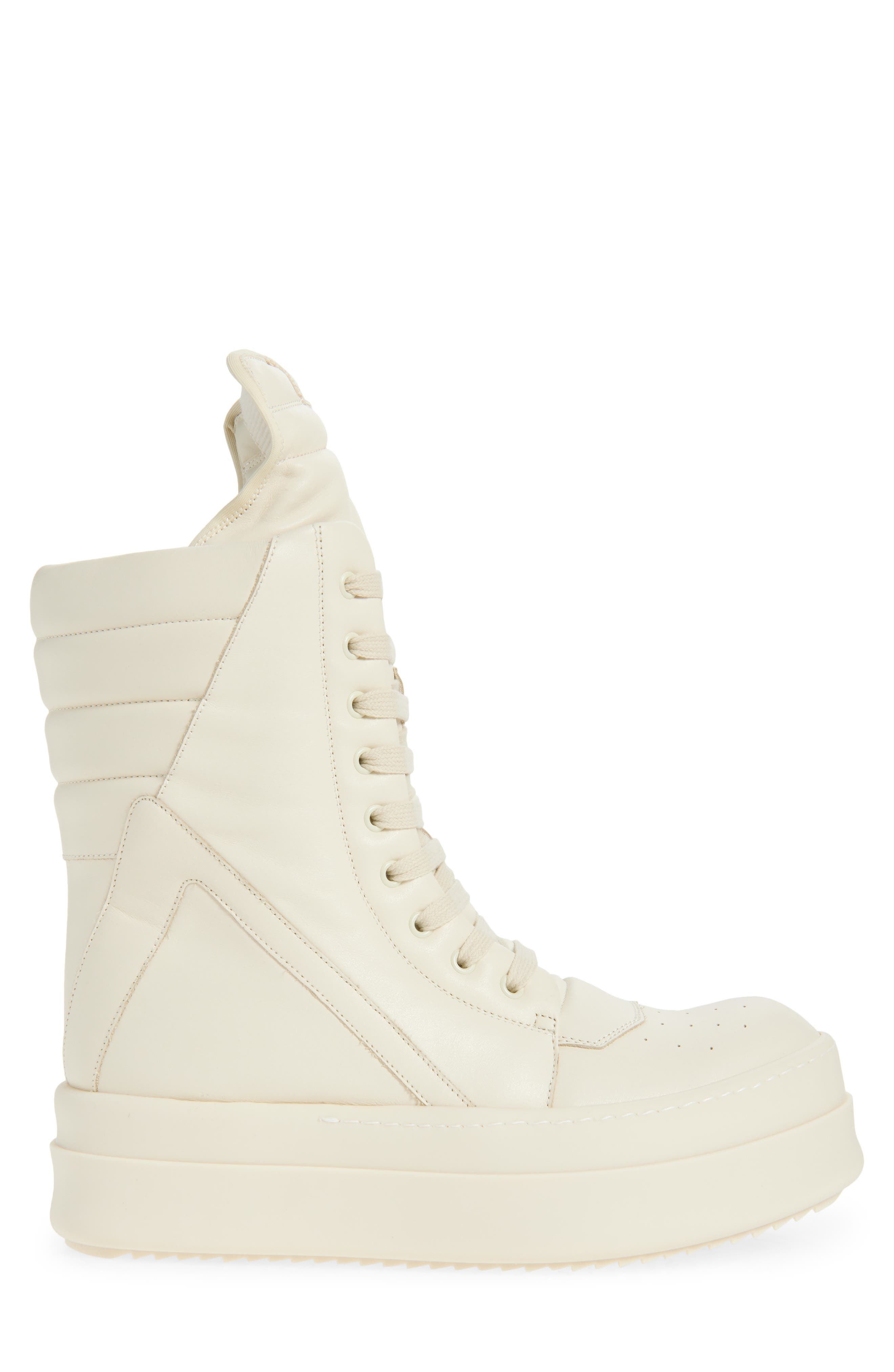 Rick Owens Mega Geobasket High Top Sneaker in Milk/Milk/Milk at Nordstrom - 3