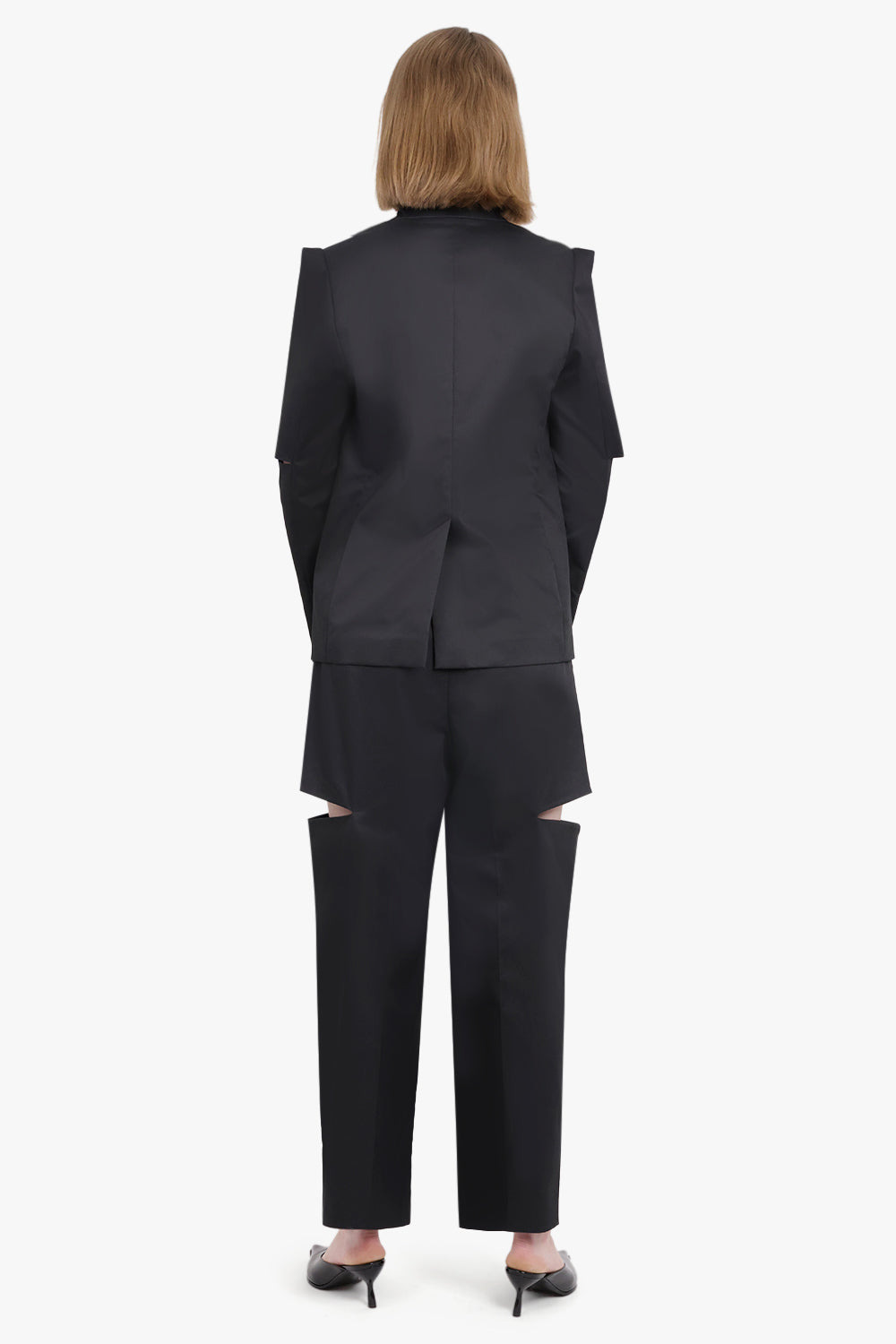 SINGLE BREASTED ARM SLIT DETAIL BLAZER | BLACK - 4