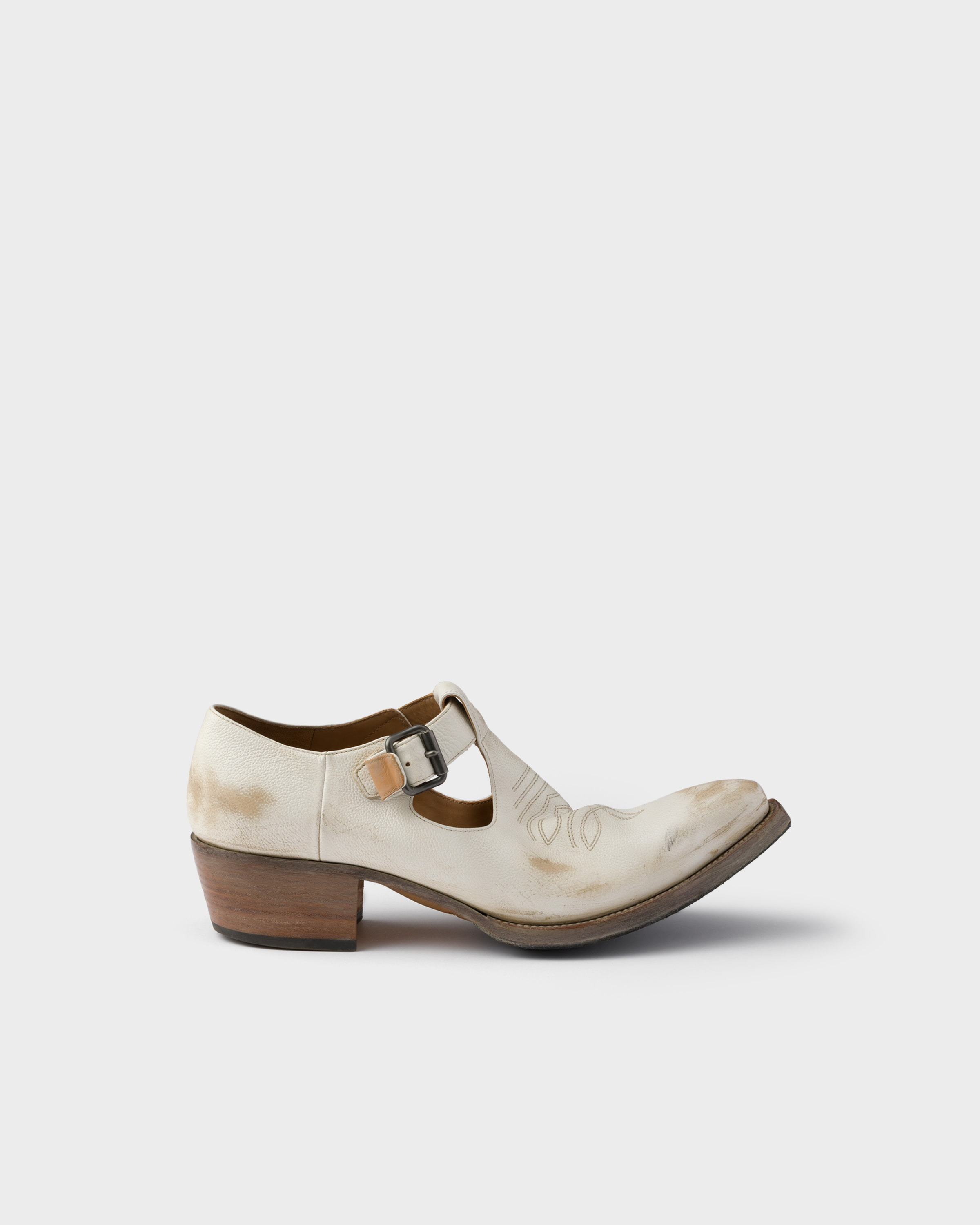 Antiqued leather shoes with buckle - 2