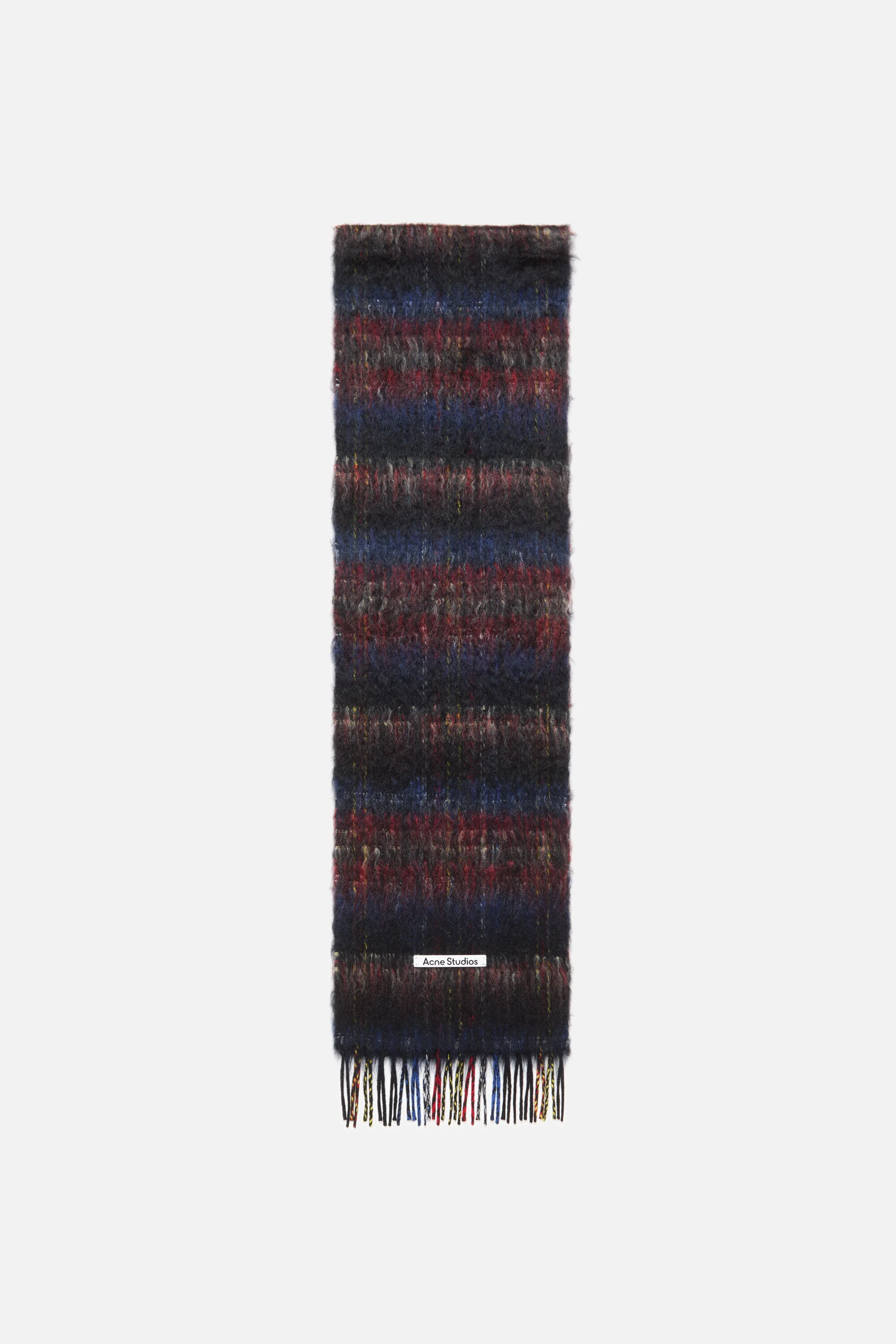 Fringed mohair scarf - Black/red - 1