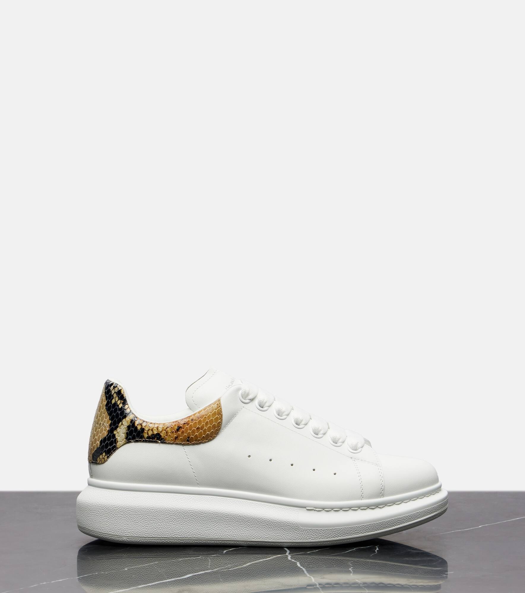 Oversized snake-effect leather sneakers - 4