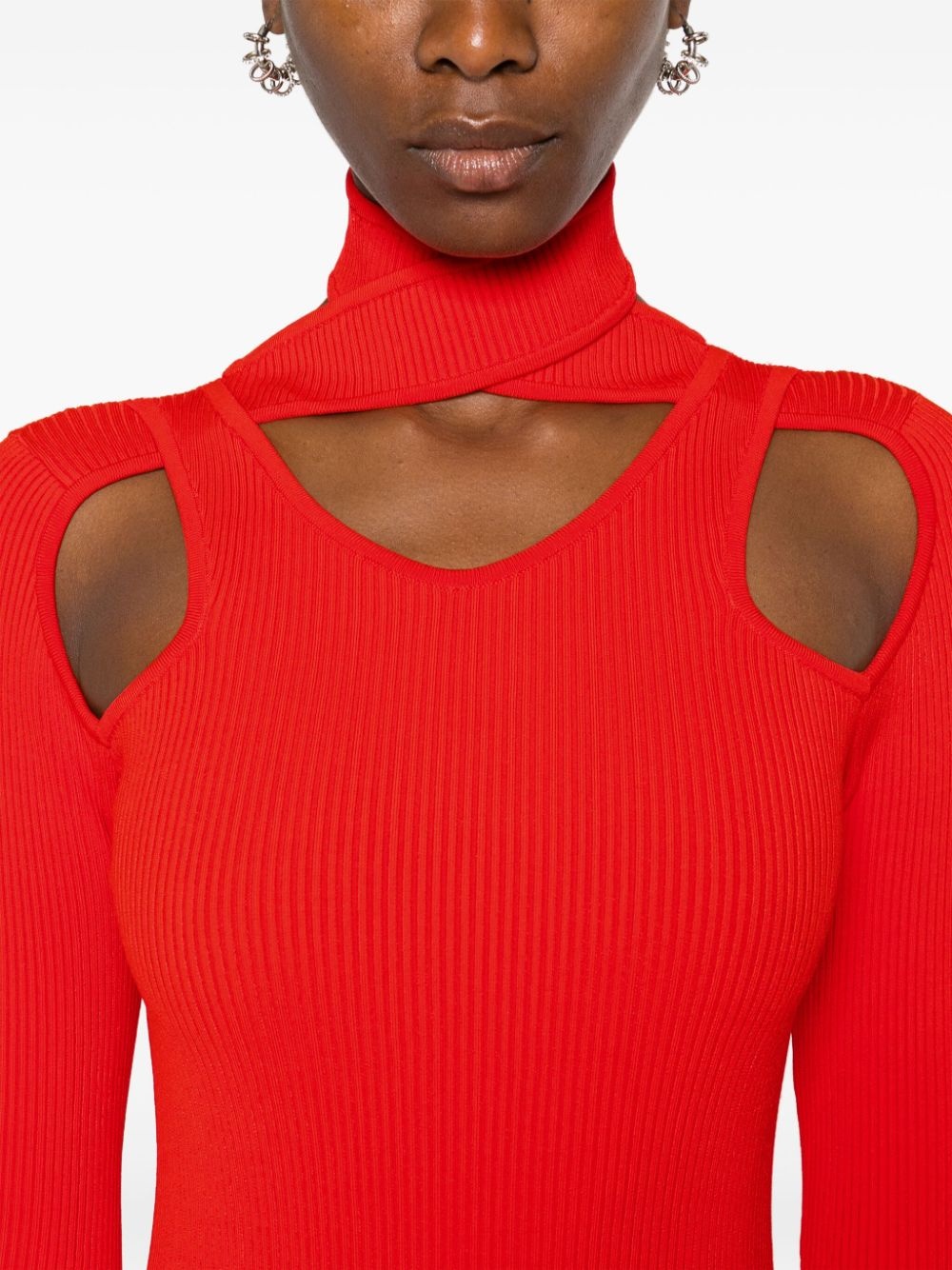 cut-out ribbed-knit dress - 5