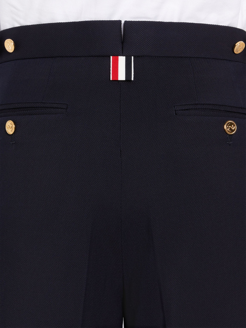 Navy Wool Pique Suiting Single Pleat Trouser 6