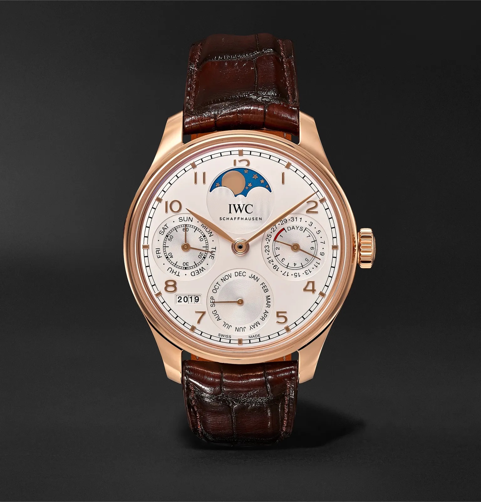 Portugieser Perpetual Calendar Automatic 44.2mm 18-Karat Red Gold and Alligator Watch, Ref. No. IW50 - 1