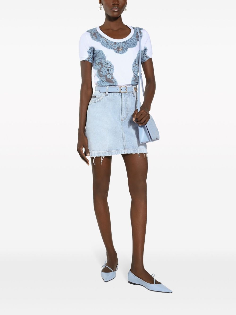logo-plaque denim skirt - 2