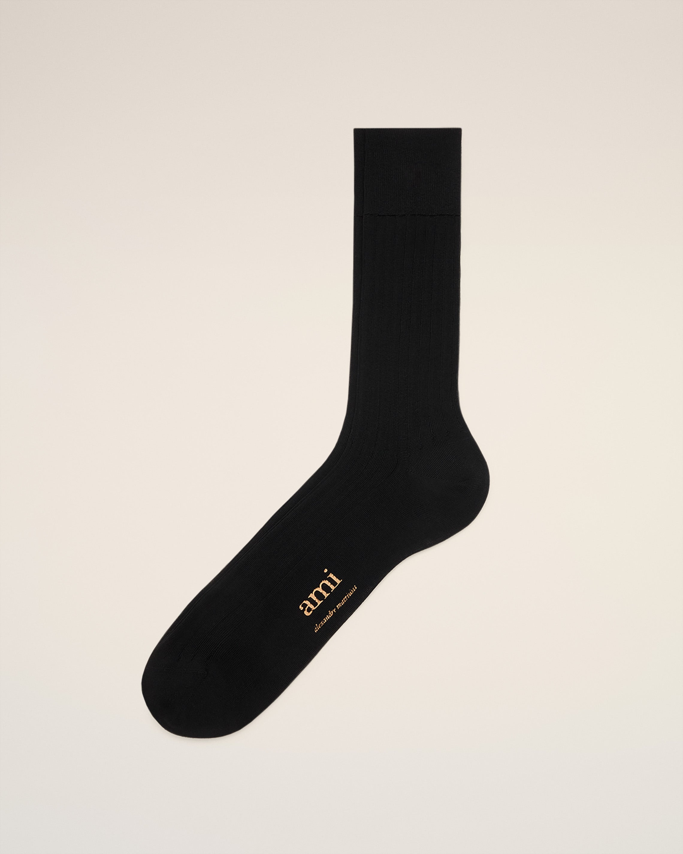BLACK COTTON AMI DE COEUR PLATE SOCKS - 1