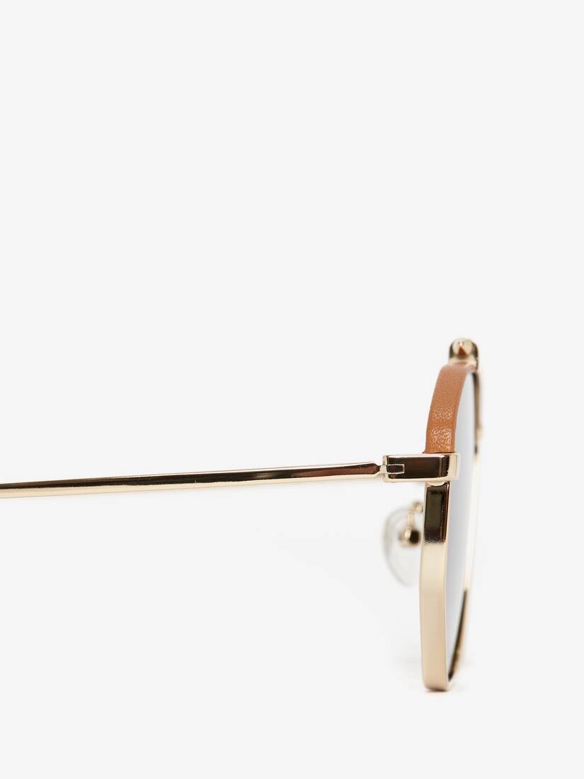 Top Piercing Leather Sunglasses in Gold - 4