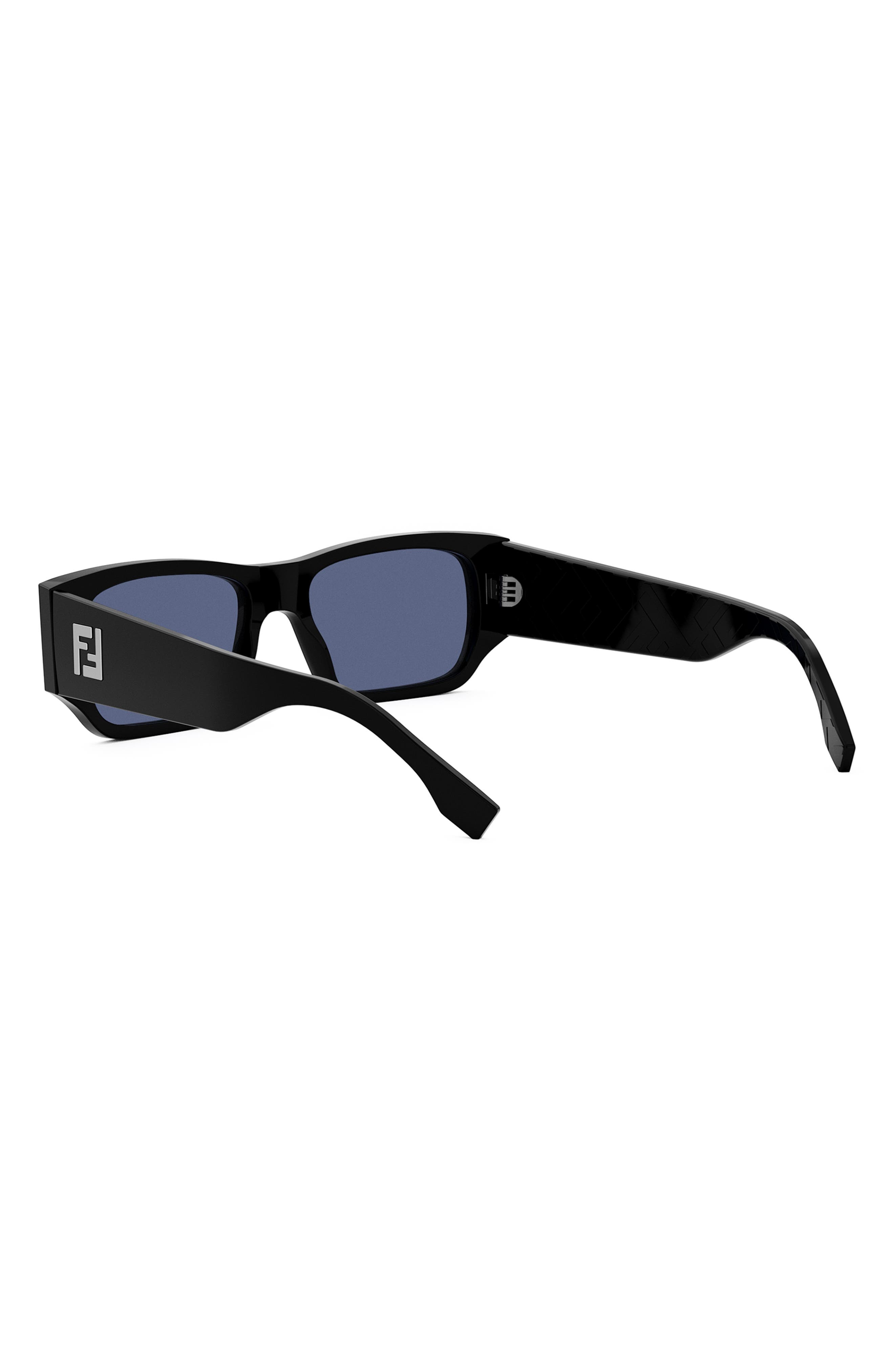 Fendi FF Squared 54mm Rectangular Sunglasses in Shiny Black /Blue at Nordstrom - 6