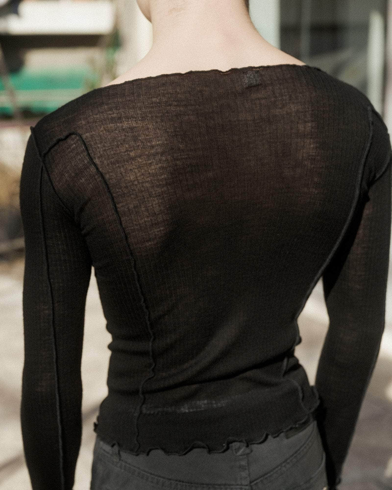 Omato Long Sleeve Tee - Fine Wool Rib 4