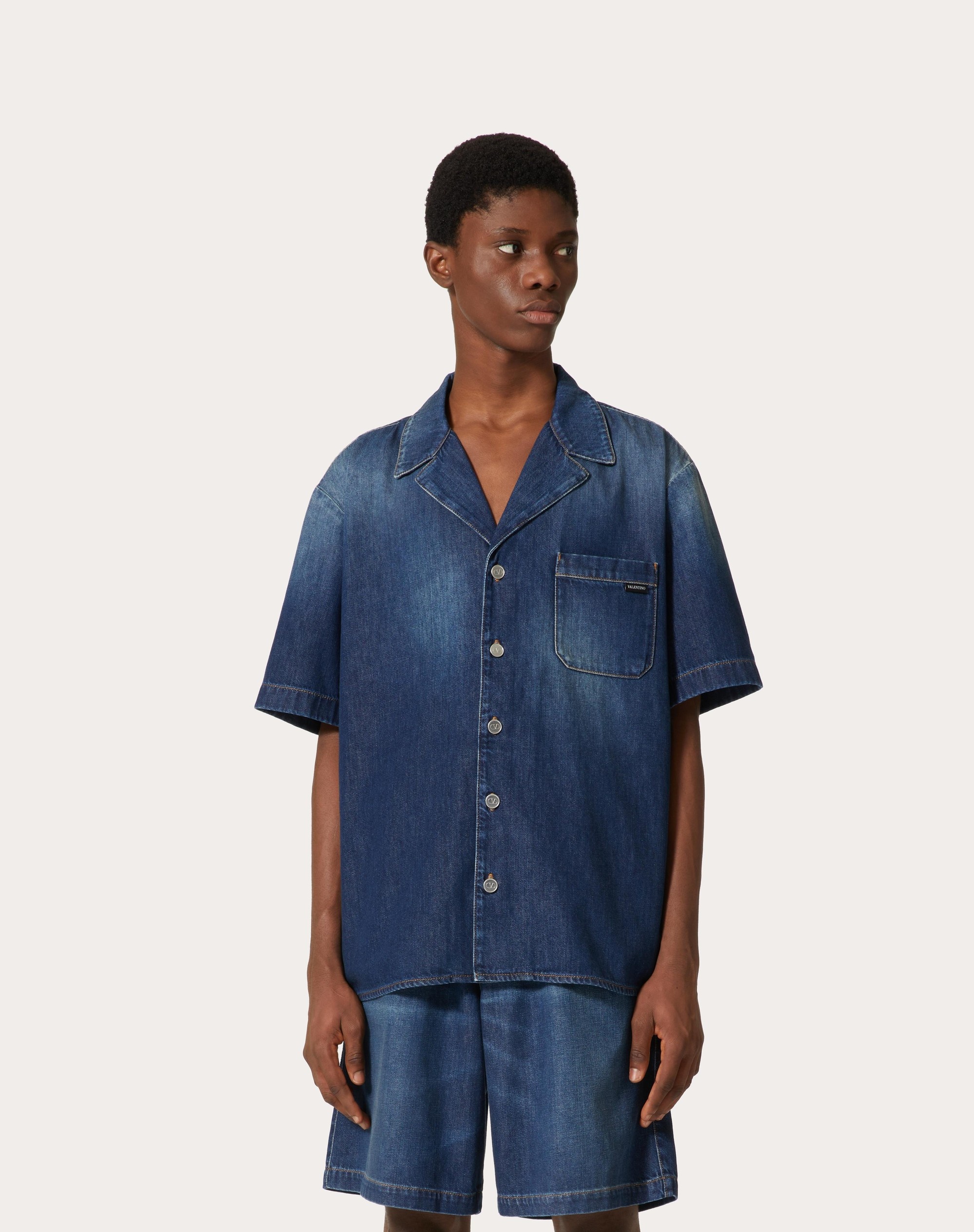 DENIM CHAMBRAY BOWLING SHIRT - 3