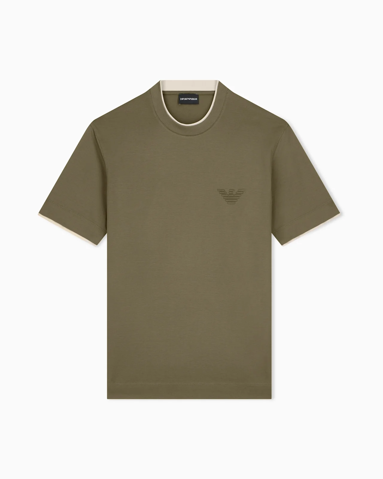 T-SHIRT IN LYOCELL BLEND JERSEY WITH EMBOSSED EA LOGO - 1
