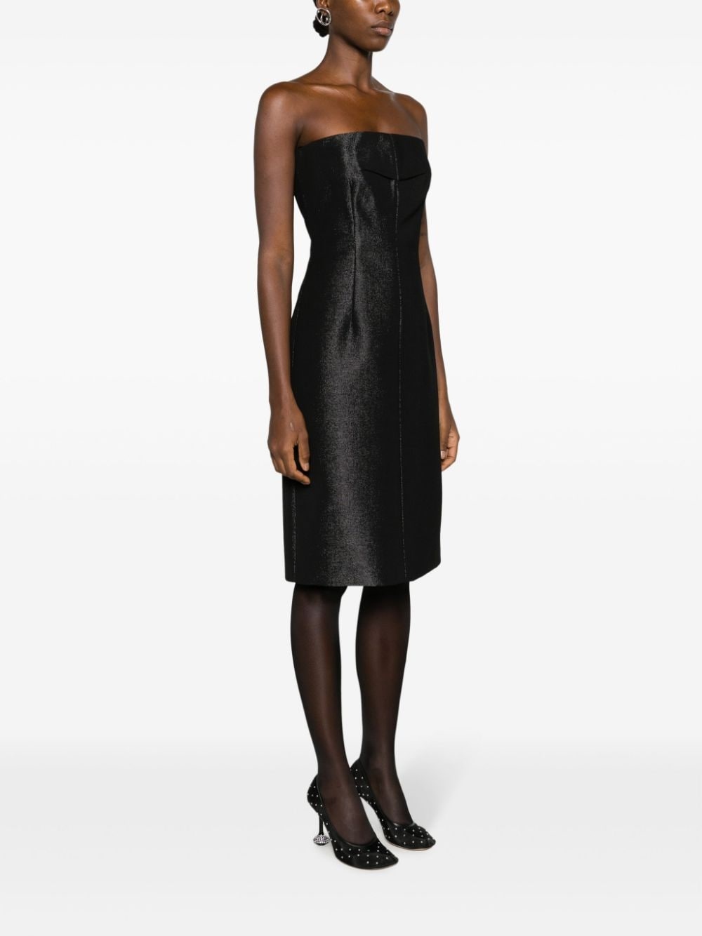 bustier-style metallic-effect dress - 3