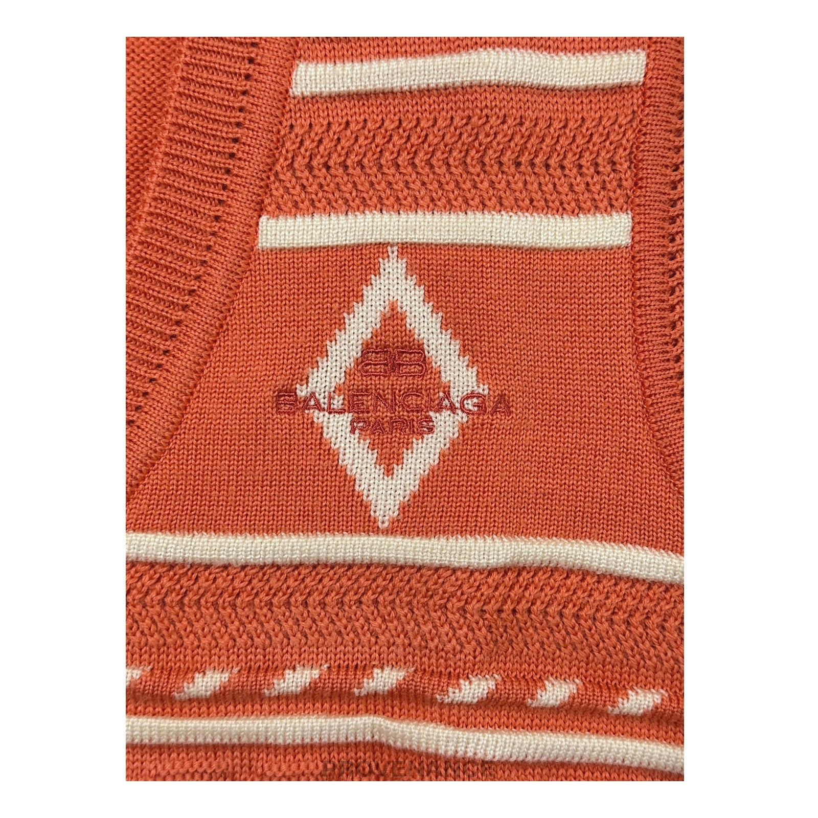 Balenciaga BB Logo Wool Sweater Vest - Orange/White L - 7