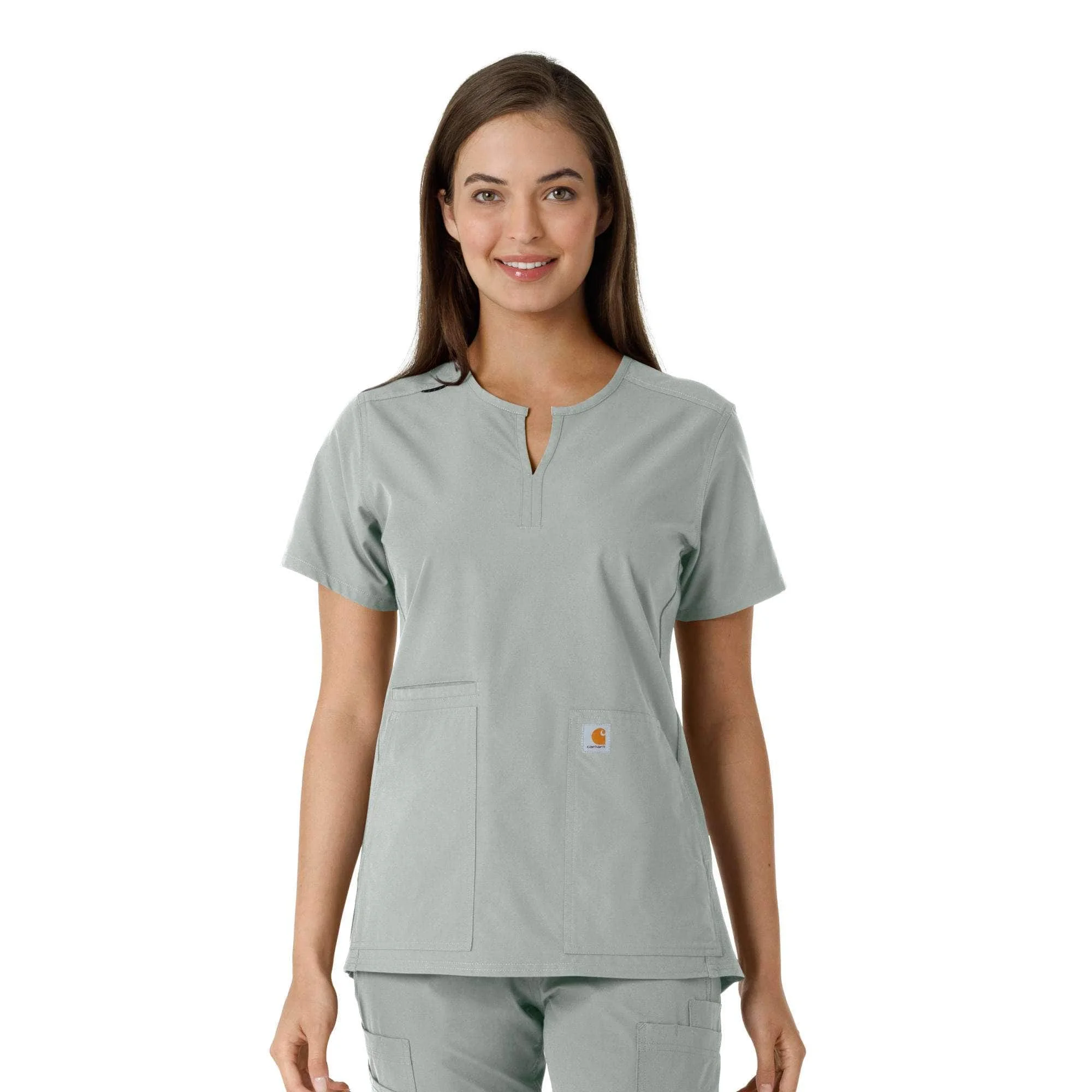 Women's Force Essentials Notch Neck Tunic Knit Panel Scrub Top - 1