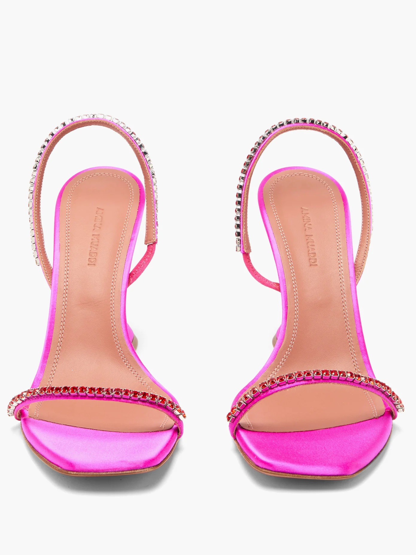 Jade gem-embellished satin sandals - 5