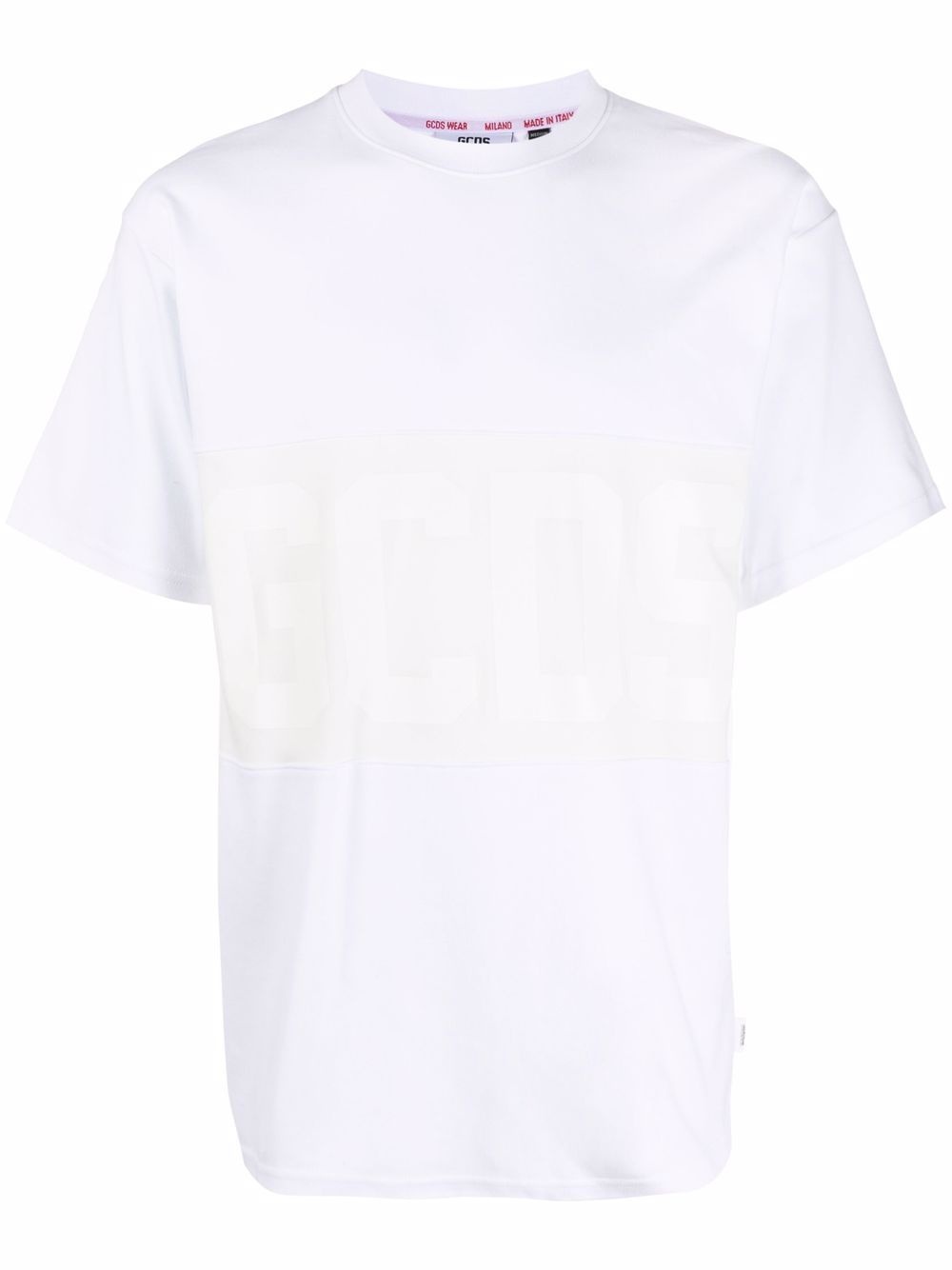 logo-print panelled T-shirt - 1