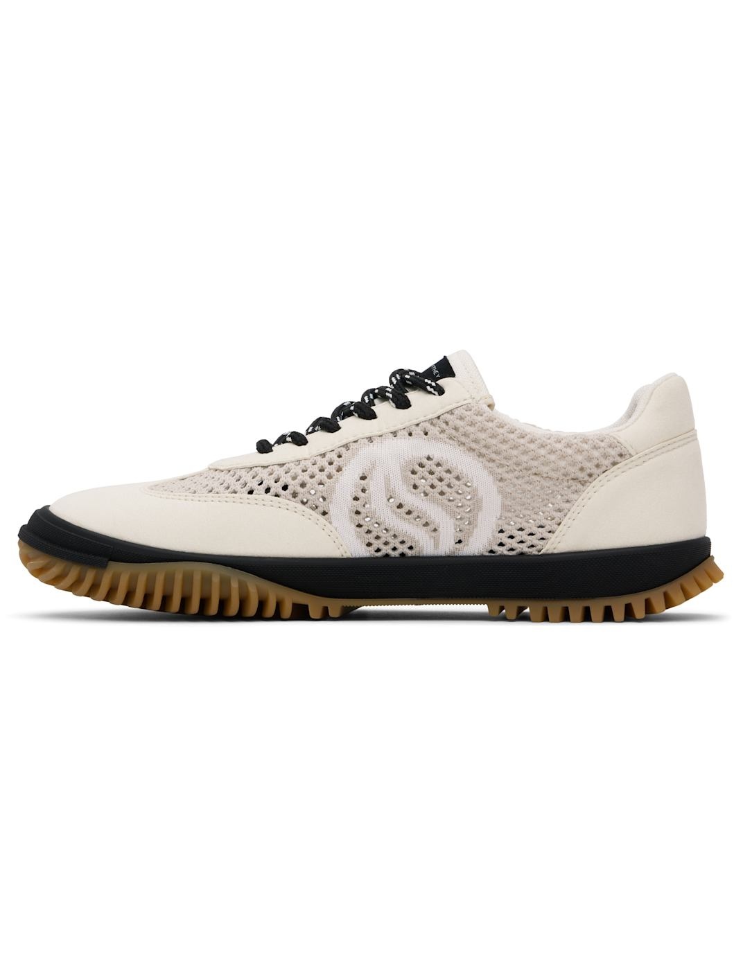 Off-White & Beige S-Wave Sport Mesh Paneled Sneakers - 3