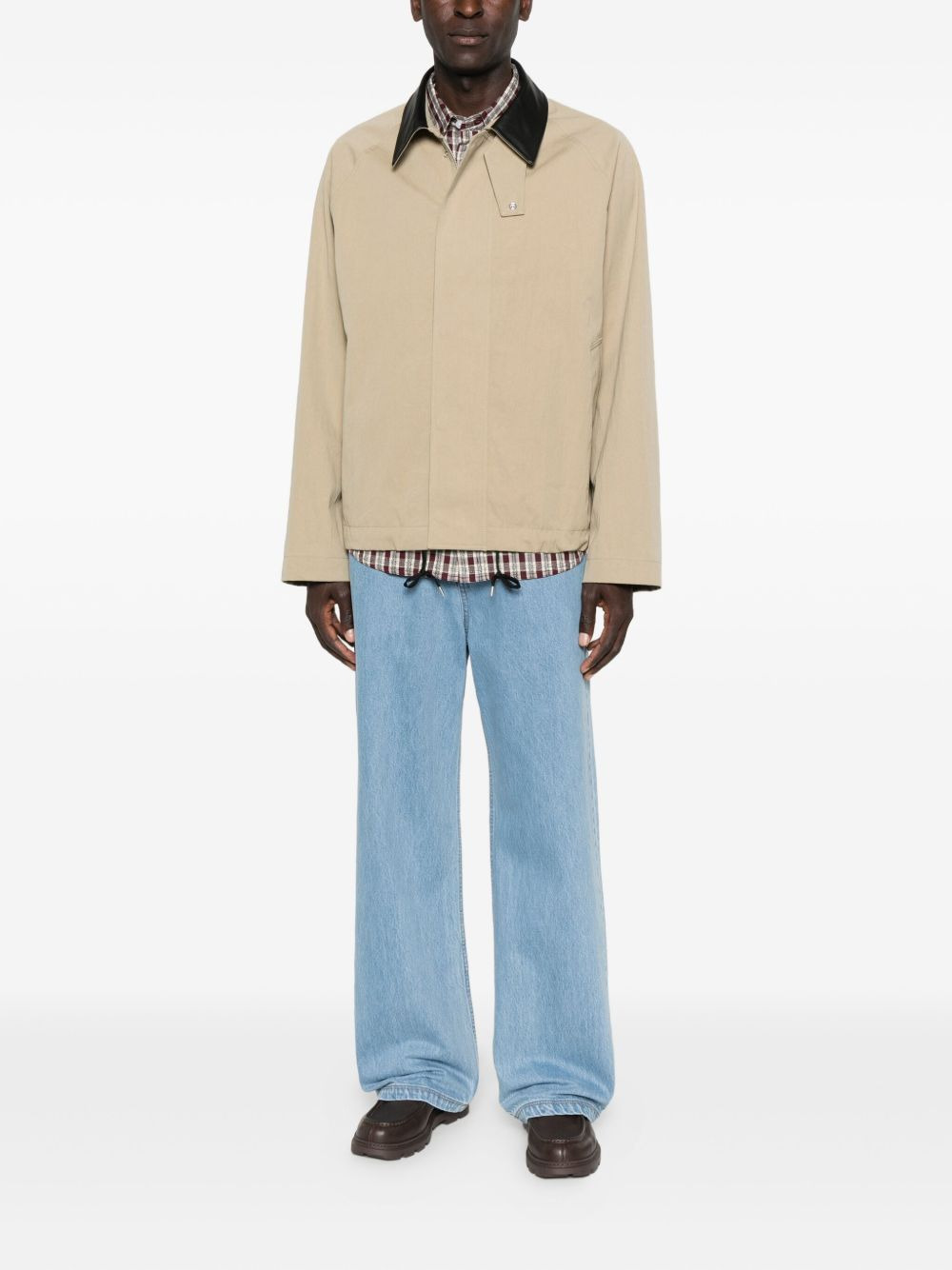 contrast-collar zip-up jacket - 2