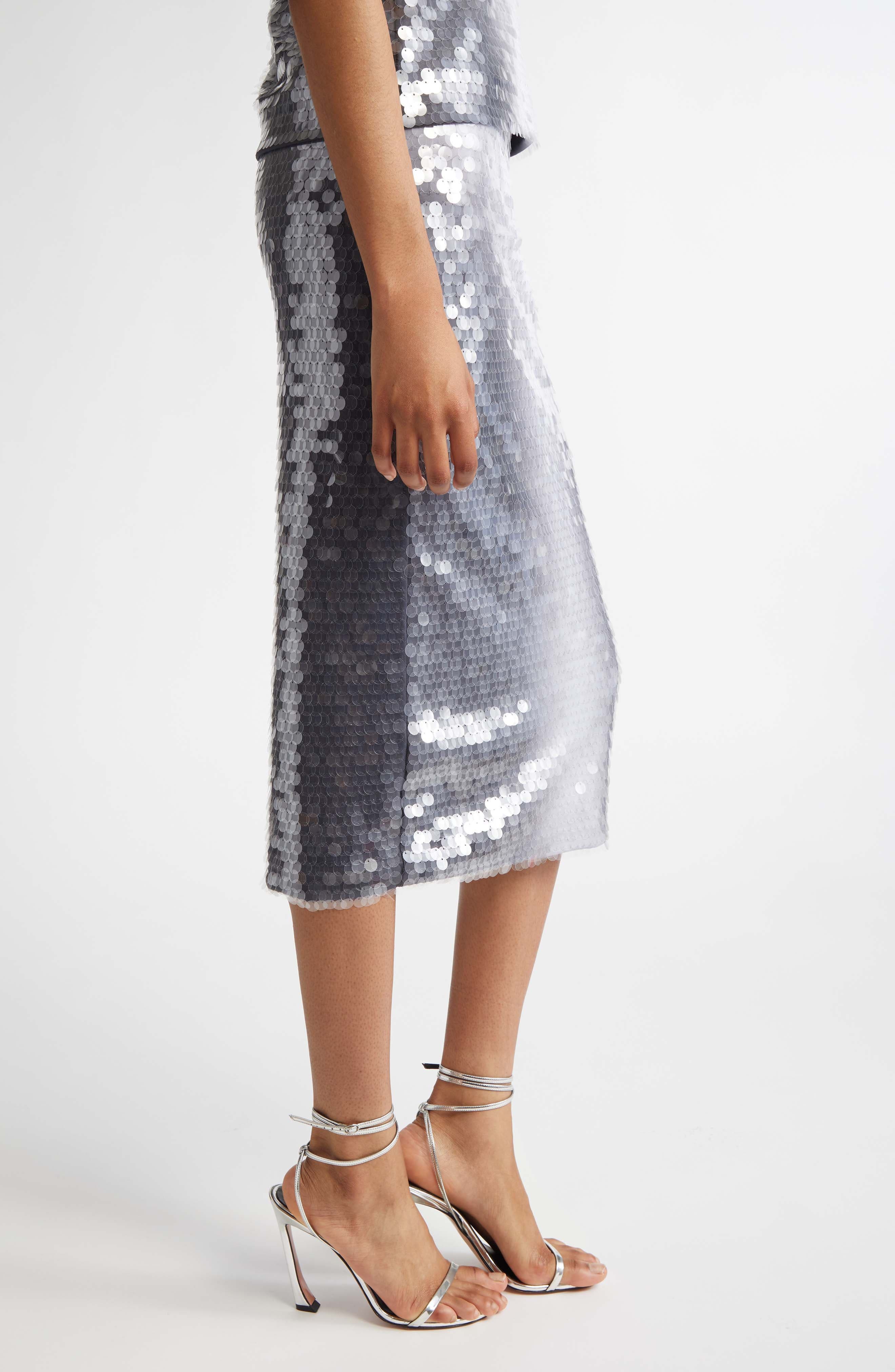 SPORTMAX Gradient Paillette Jersey Pencil Skirt in Shaded Black at Nordstrom - 4