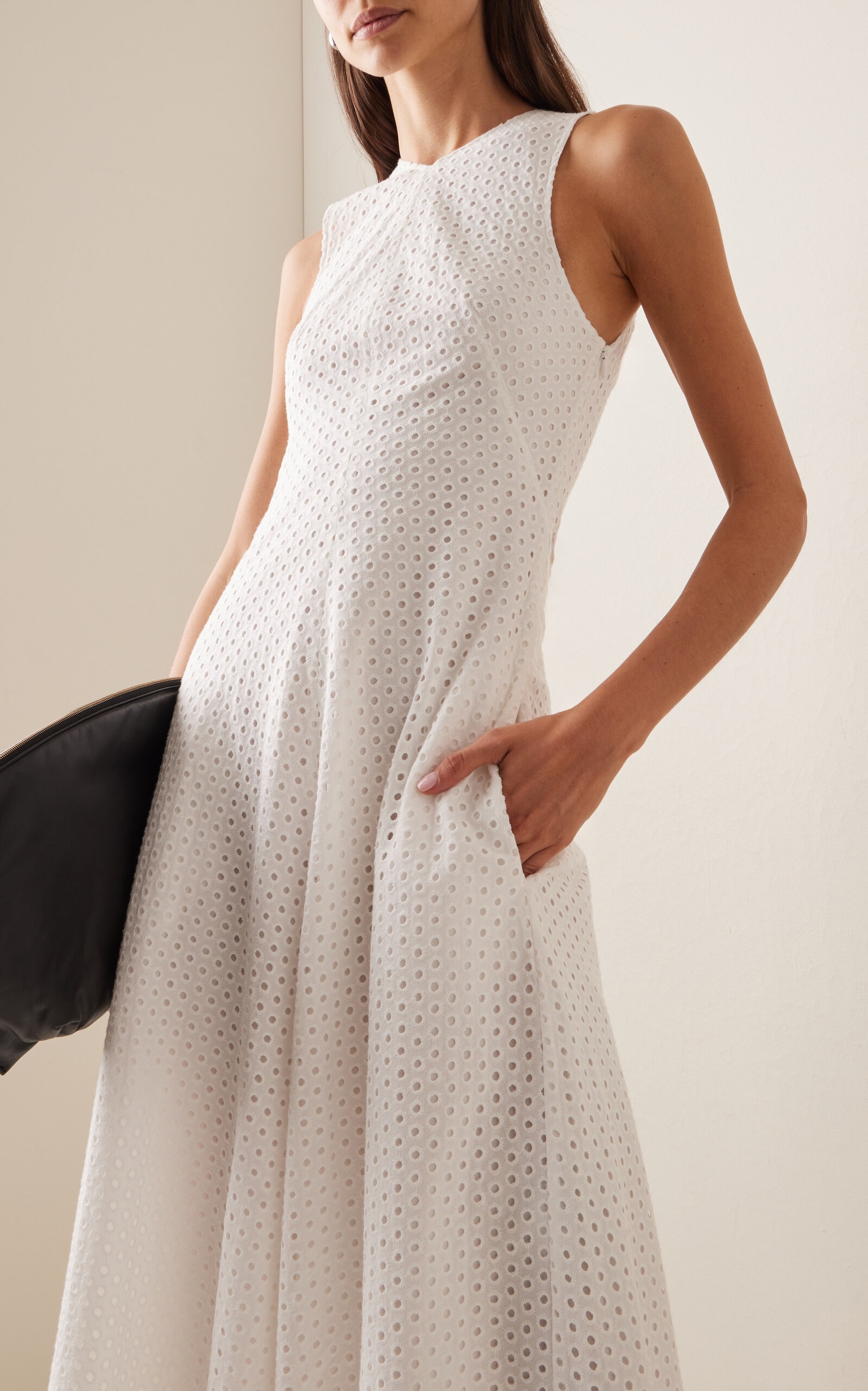 white christmas dresses Cotton Broderie Midi Dress (white)