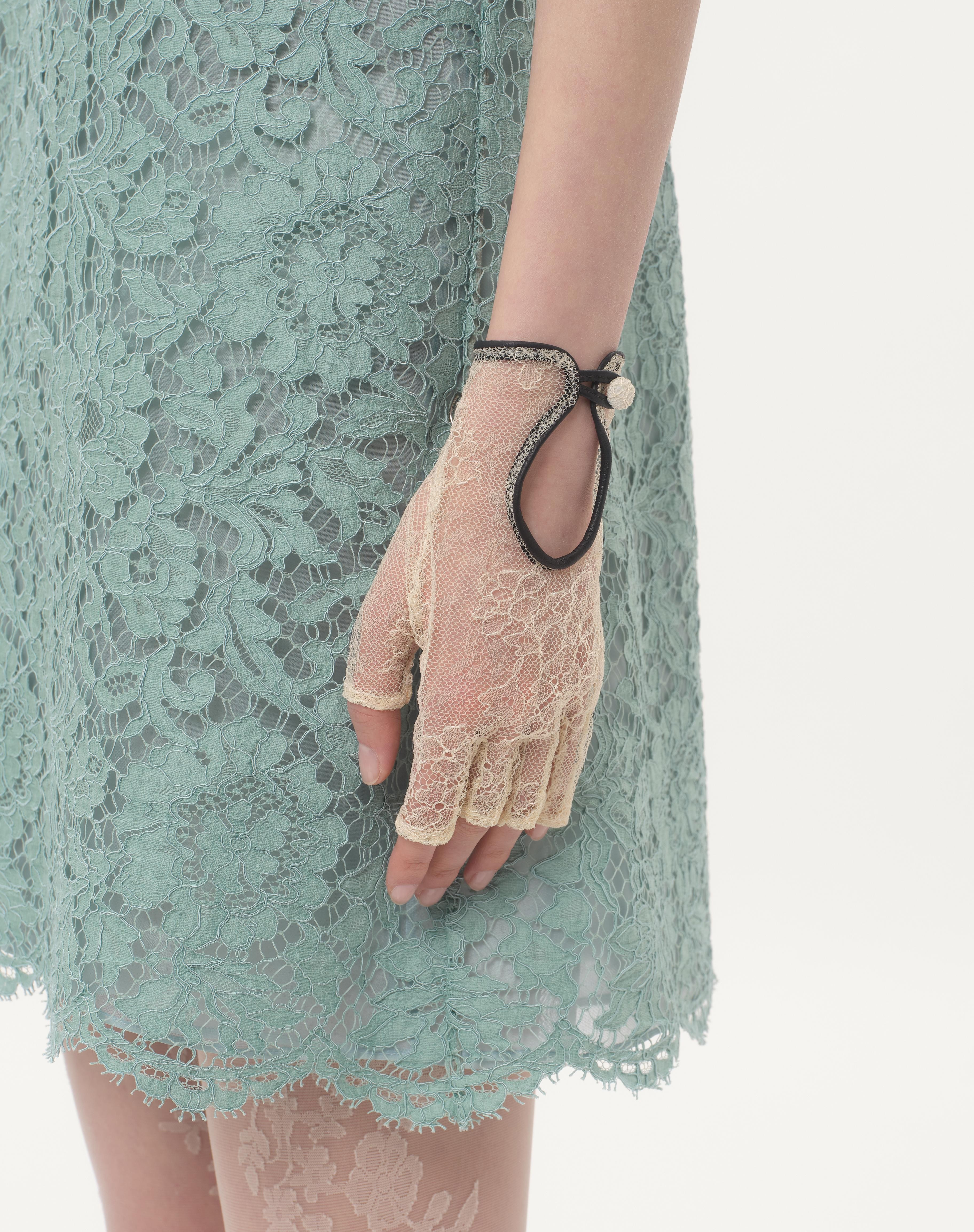 VLOGO SIGNATURE BIKER GLOVES IN LACE AND LEATHER - 2