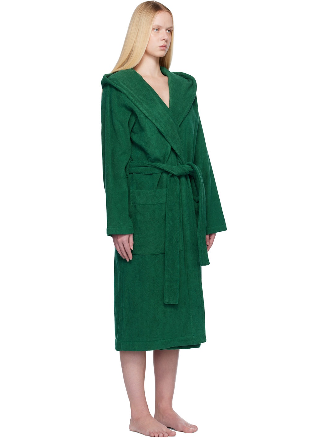 Green Terry Hooded Bathrobe - 2
