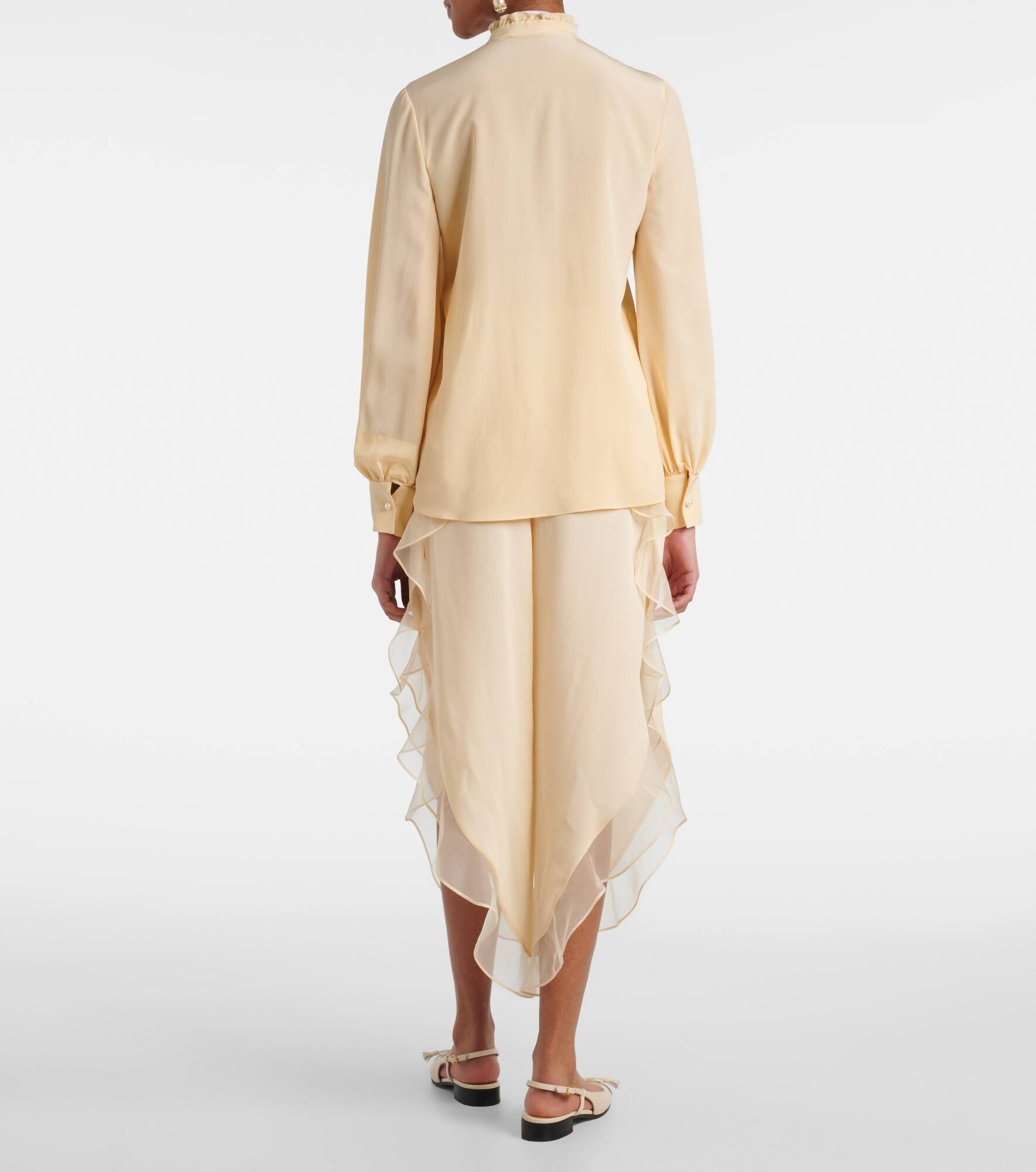 Ruffled silk crêpe de chine blouse - 3