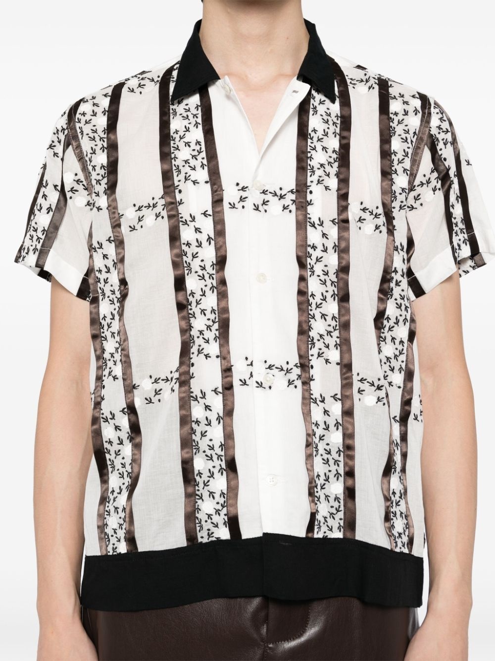 lattice sprig short-sleeved shirt - 5