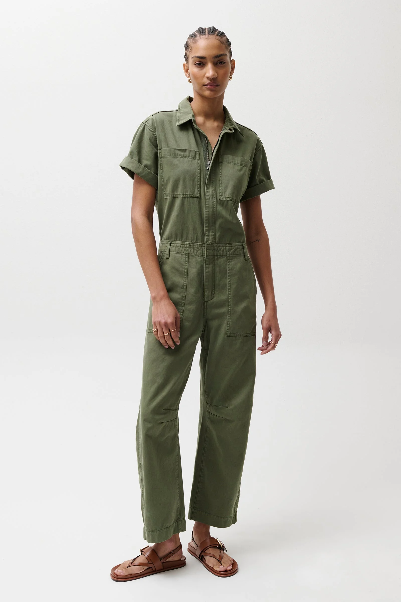 CRUZ SHORT SLEEVE BARREL LEG JUMPSUIT – MEADOW - 1