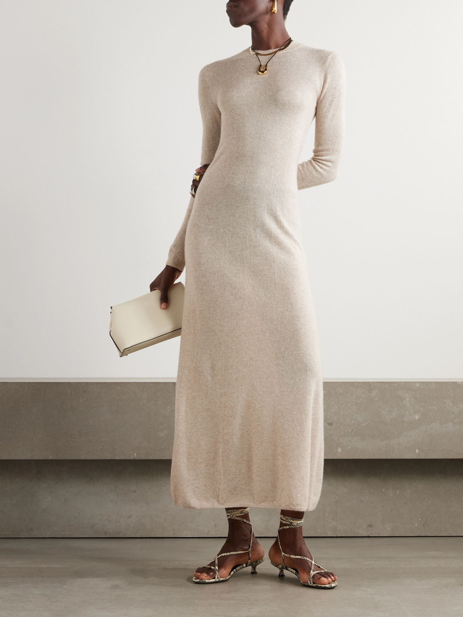 Camino cashmere and silk-blend midi dress Beige - 2