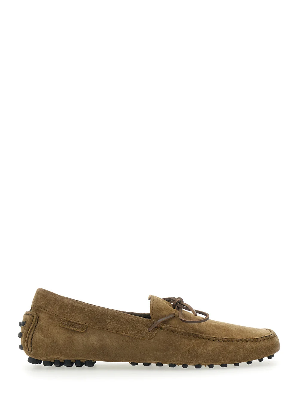 Tom Ford Men 'Driver' Brown Loafers With Rounded Toe And Bow Detail In Suede For Men - 1