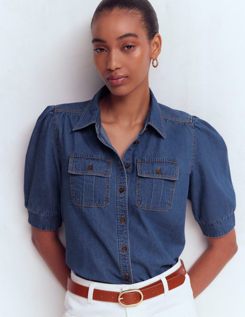 Short Sleeve Denim Top-Light Vintage 3