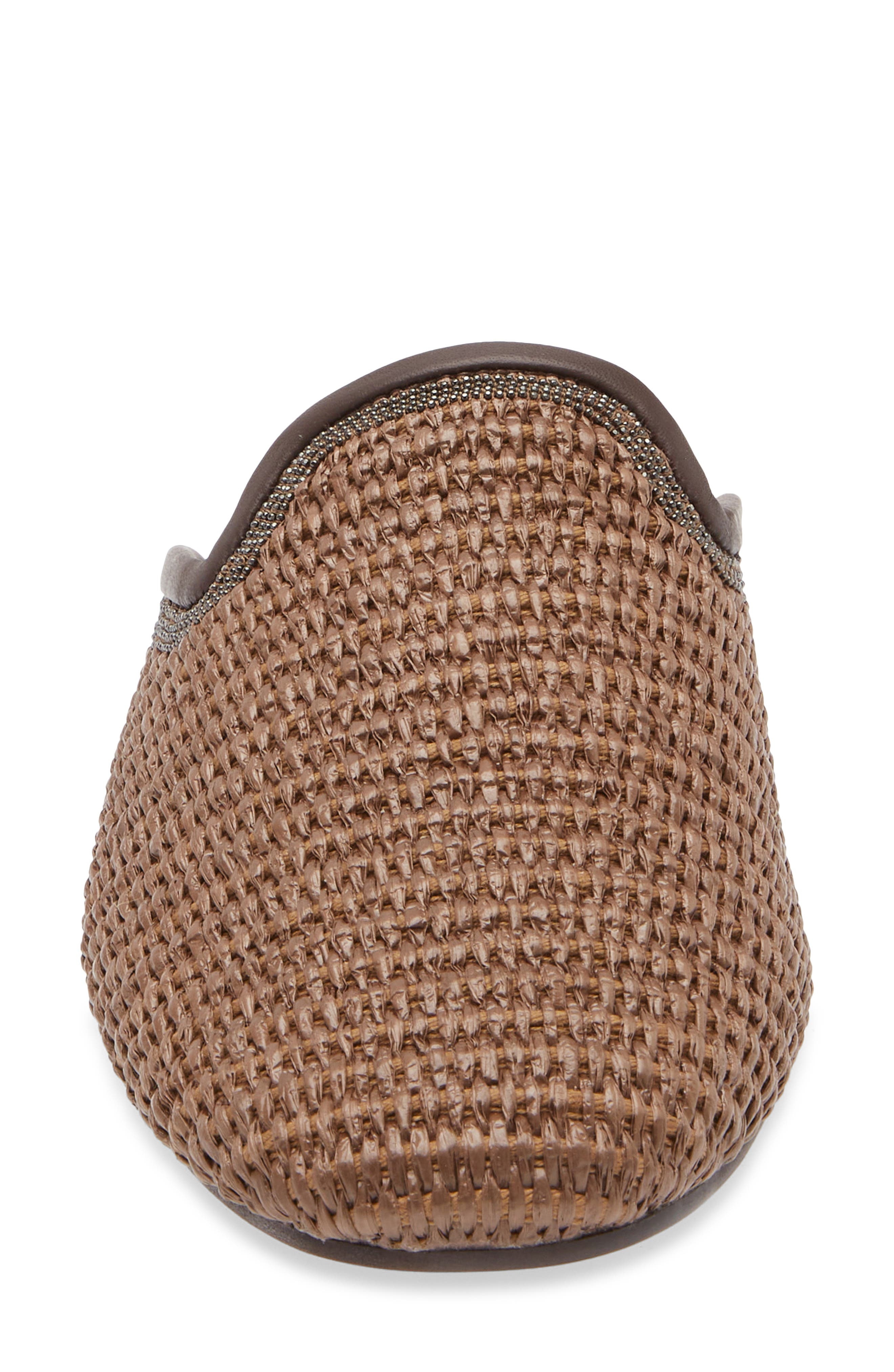 Brunello Cucinelli Monili Trim Raffia Mule in C193 Dark Beige at Nordstrom - 4