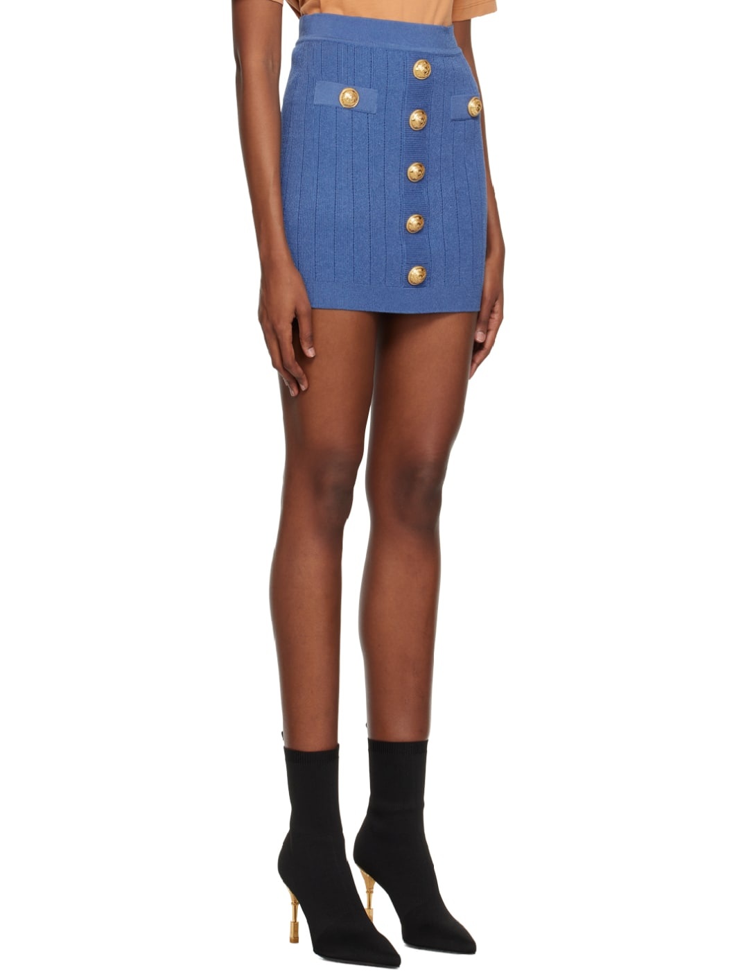 Blue Buttoned Miniskirt - 2
