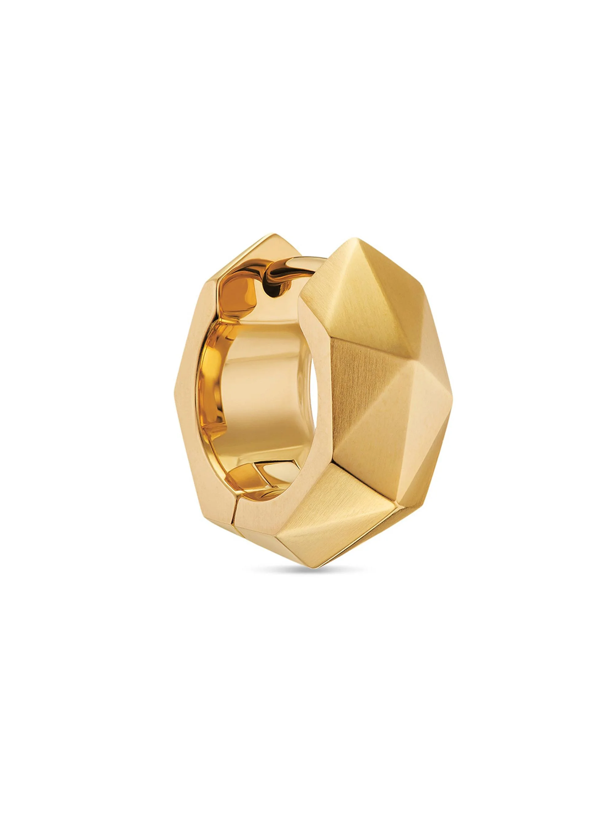 Men's Faceted Hoop Earrings in 18K Yellow Gold, 14.5MM - Gold - 1
