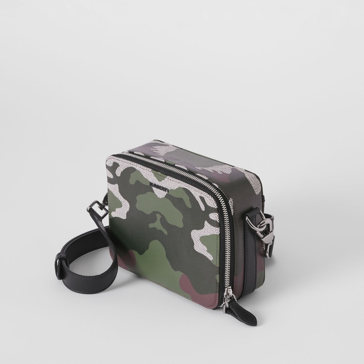 Camouflage Print Canvas and Leather Crossbody Bag - 4