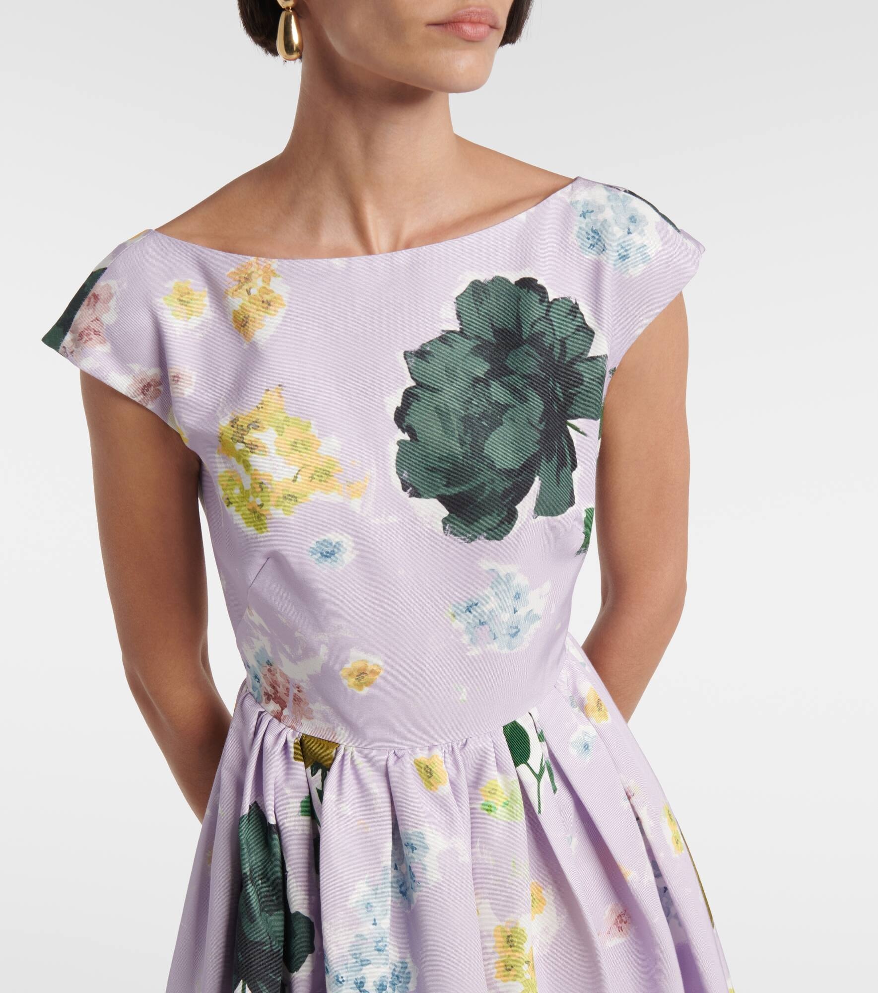 Floral cotton-blend faille midi dress - 4