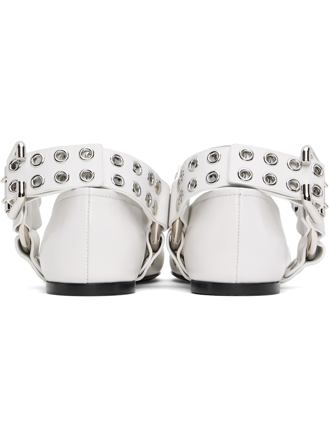 White Biker Ballerina Flats - 2