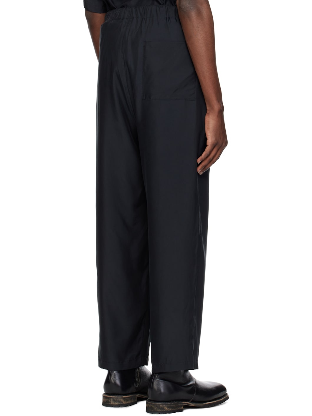 Black Chambray Easy Trousers - 3