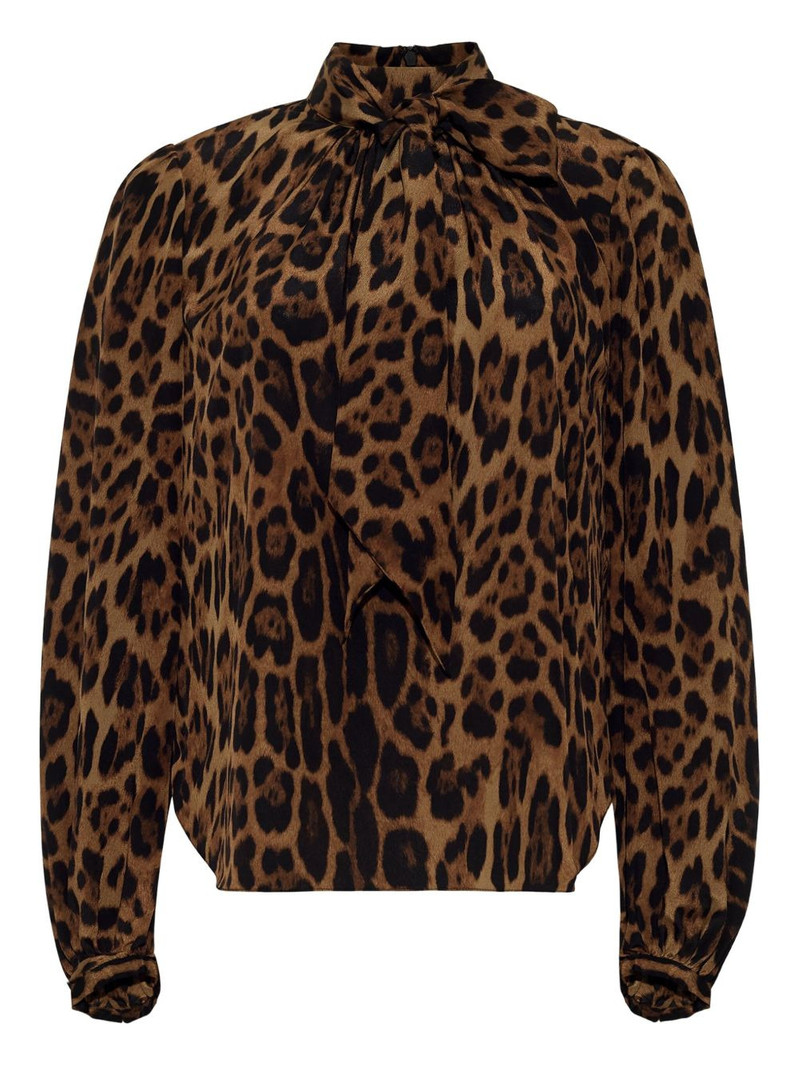 Joan leopard-print pussy-bow blouse 1