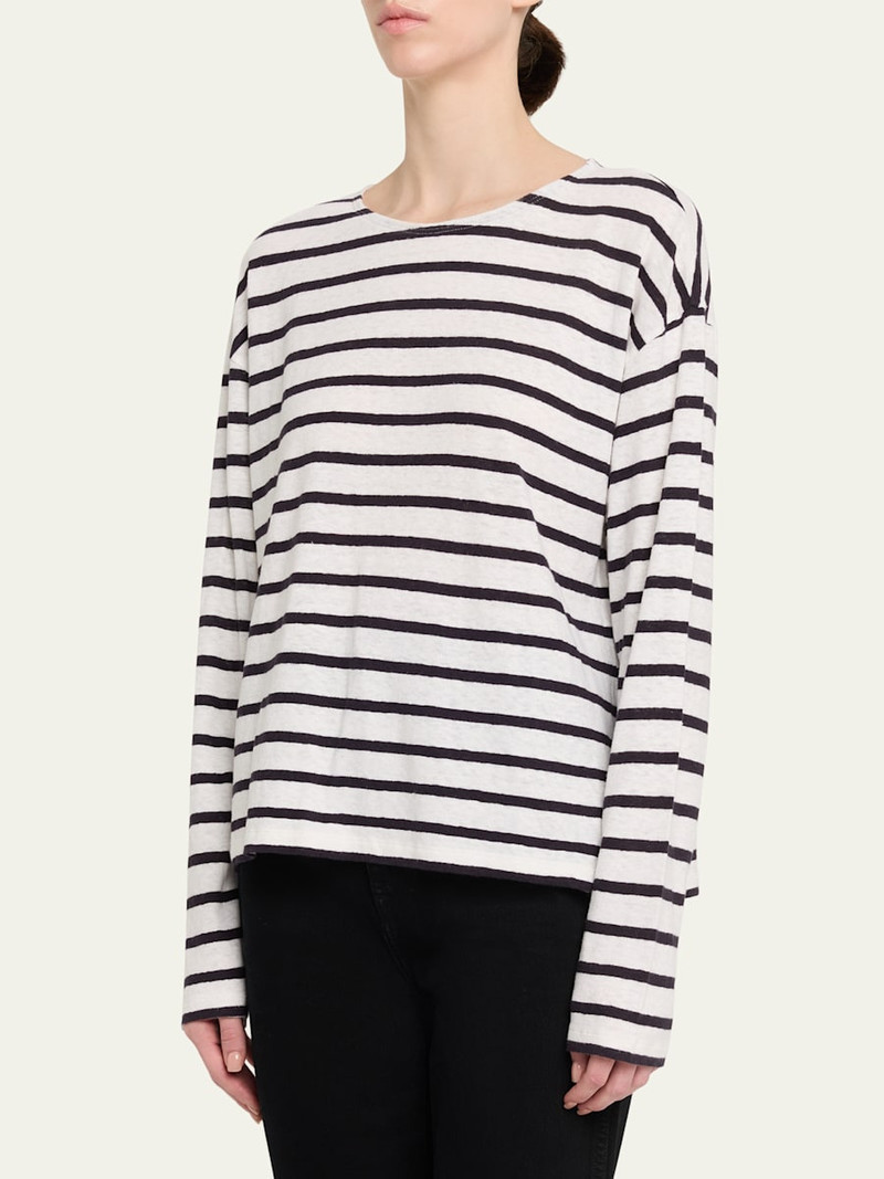 Leya Stripe Cotton-Linen T-Shirt 4