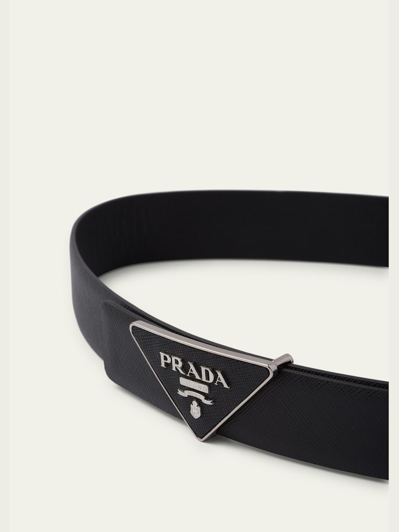 Prada Men's Saffiano Leather Triangle Belt Buckle outlook