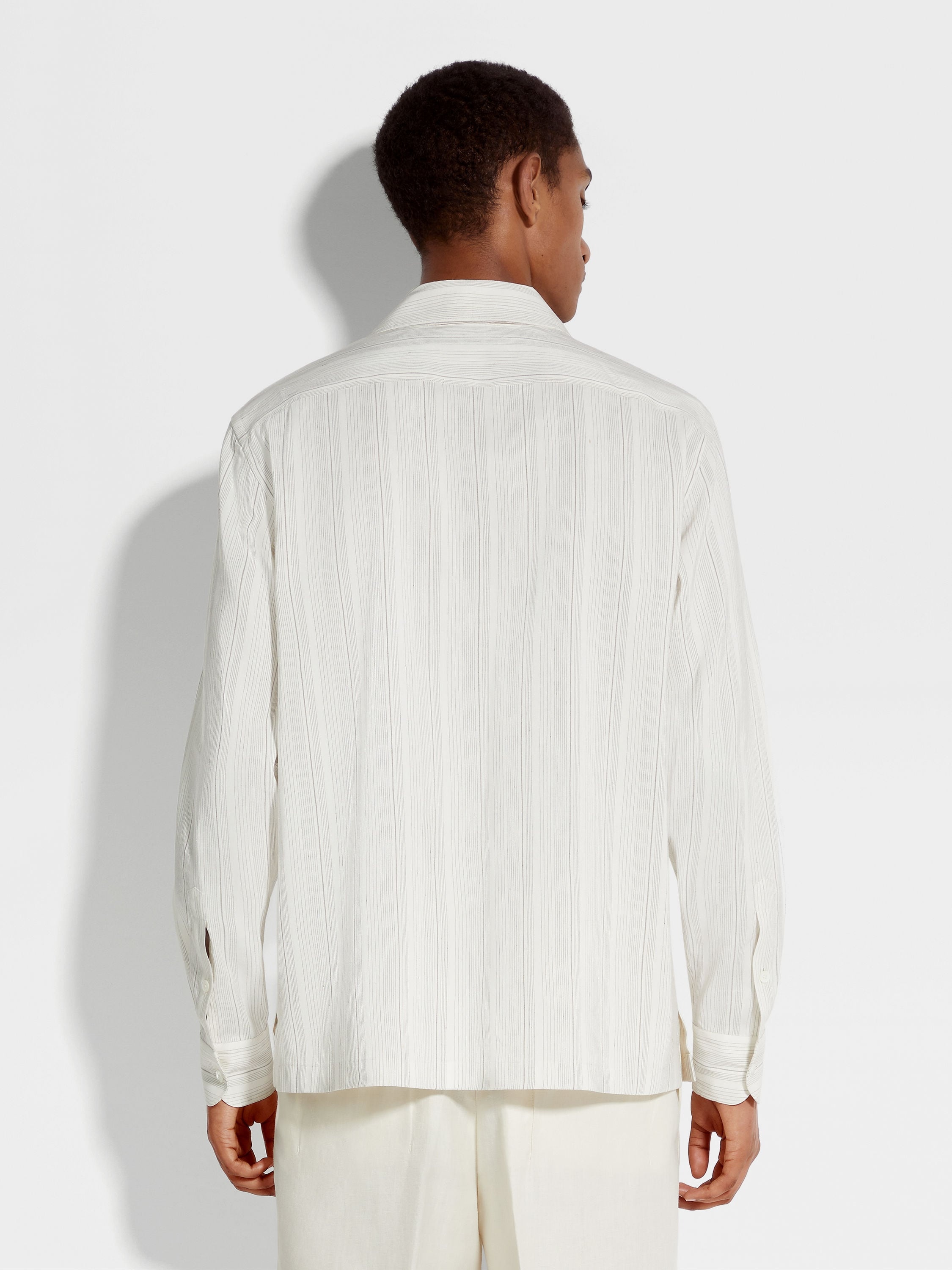 COTTON LINEN AND SILK CROSSOVER BLEND SHIRT - 5
