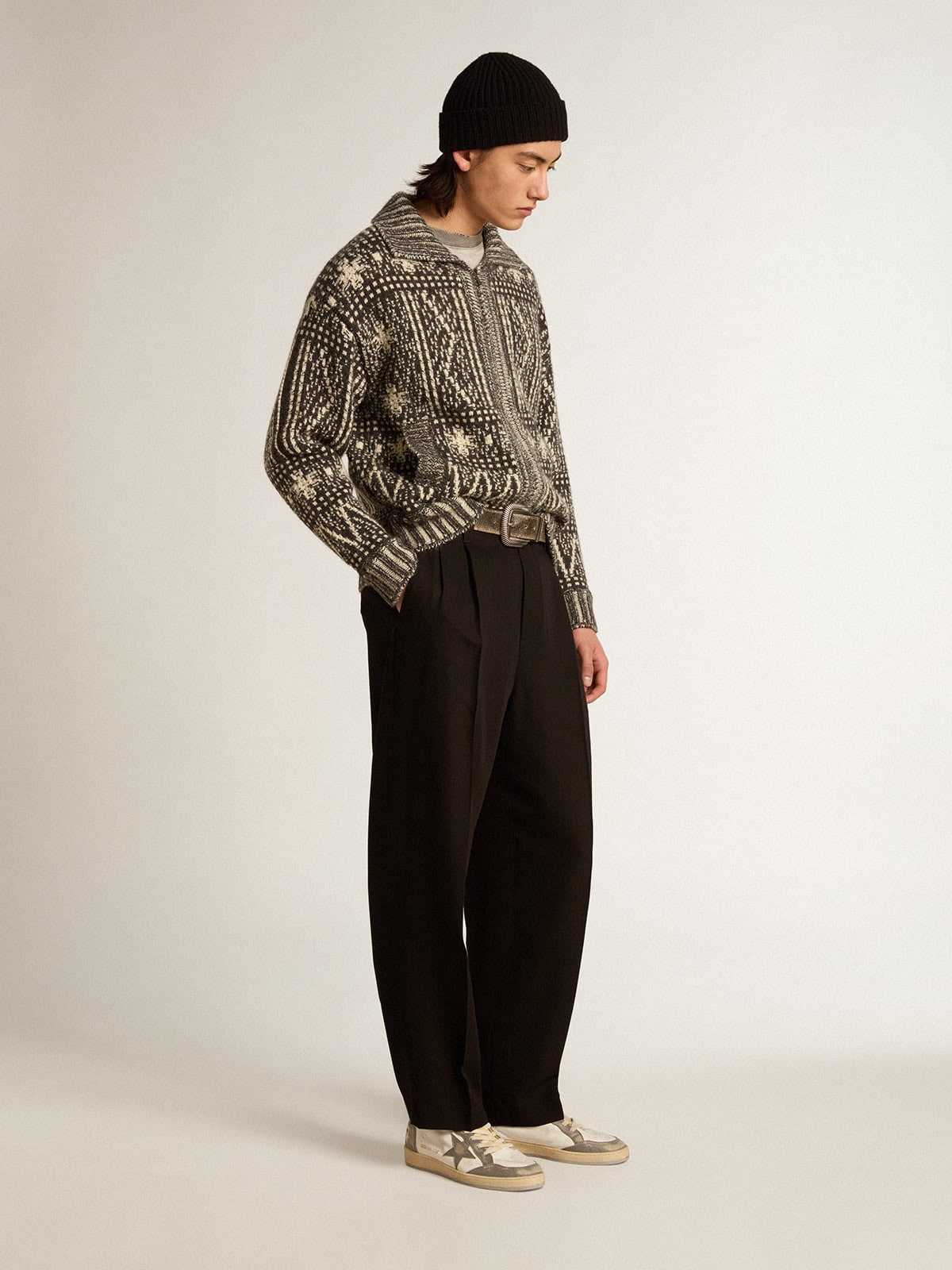 Black wool and viscose blend pants - 3