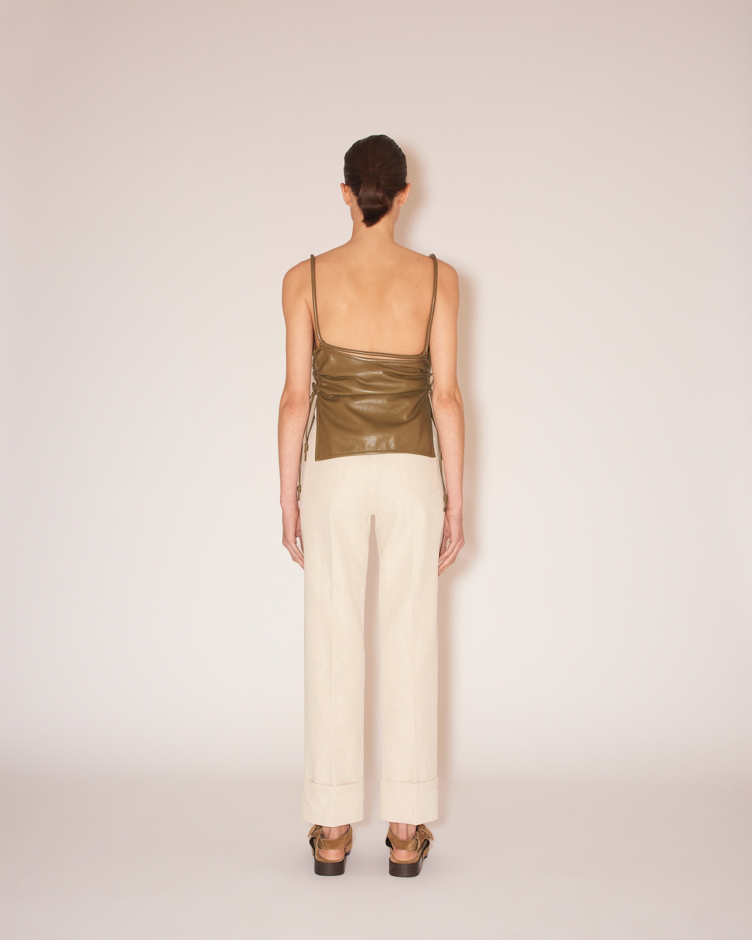 JOSCA - Vegan leather side-tie top - Olive - 5