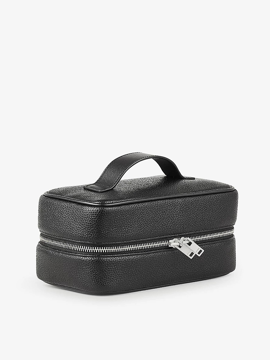 Top handle grained faux-leather wash bag - 2