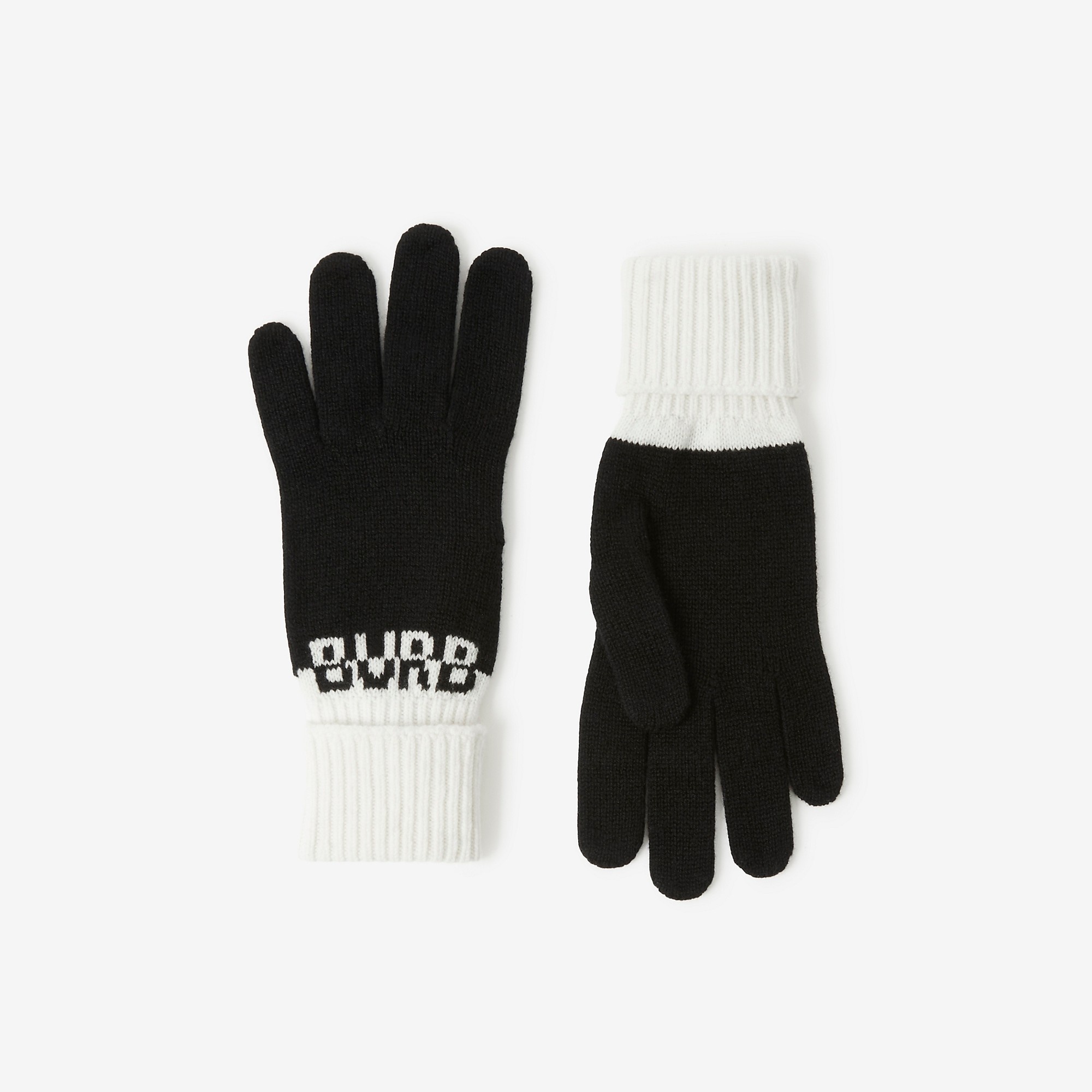 Logo Intarsia Two-tone Cashmere Gloves - 3