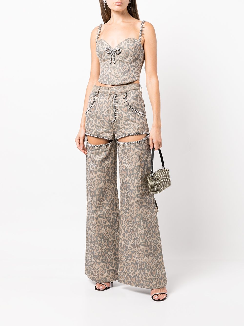 Heart leopard-print bustier top - 2